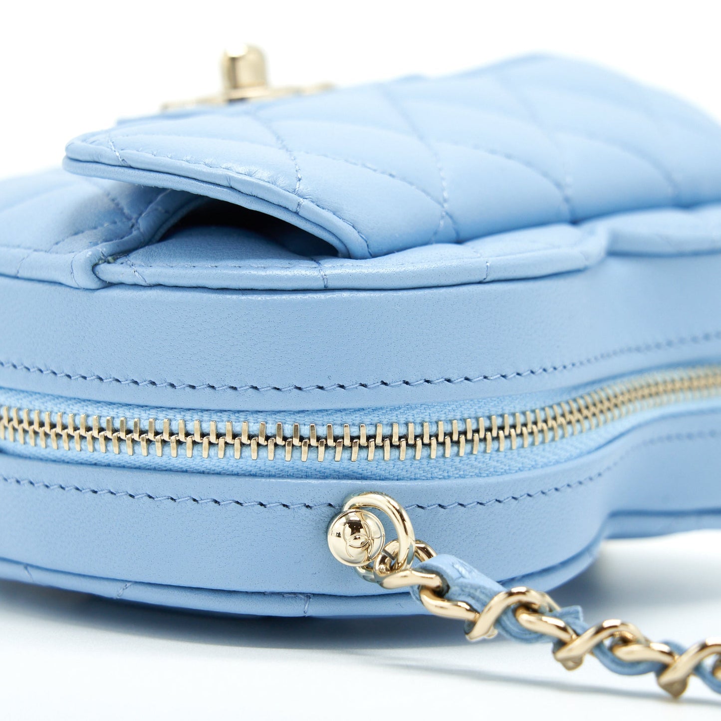 Chanel 22S Small Heart Bag Lambskin Light Blue L