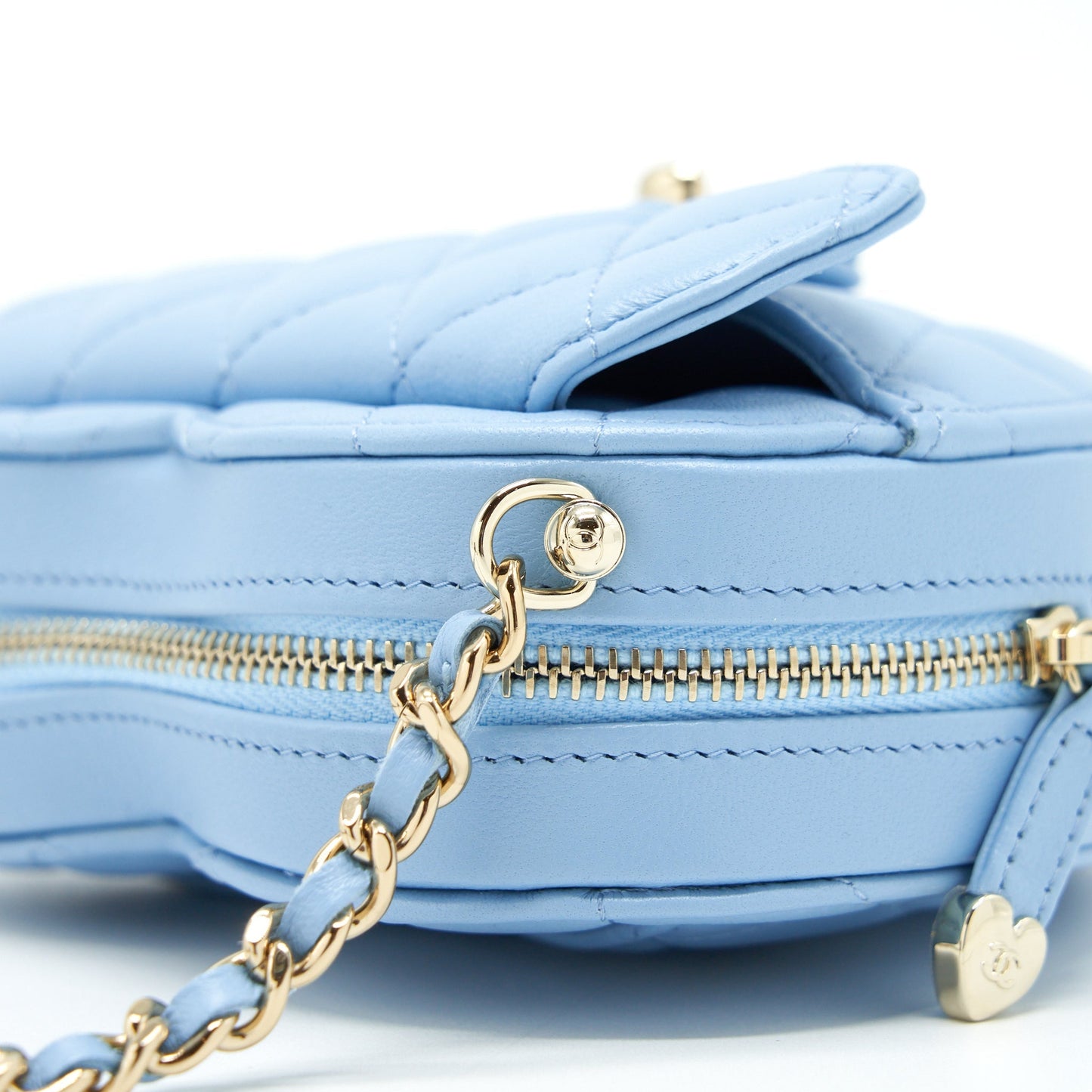 Chanel 22S Small Heart Bag Lambskin Light Blue L