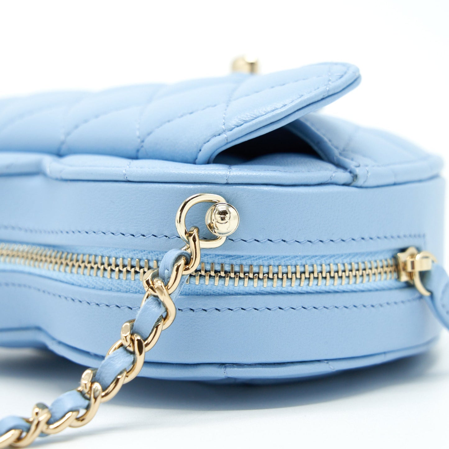 Chanel 22S Small Heart Bag Lambskin Light Blue L