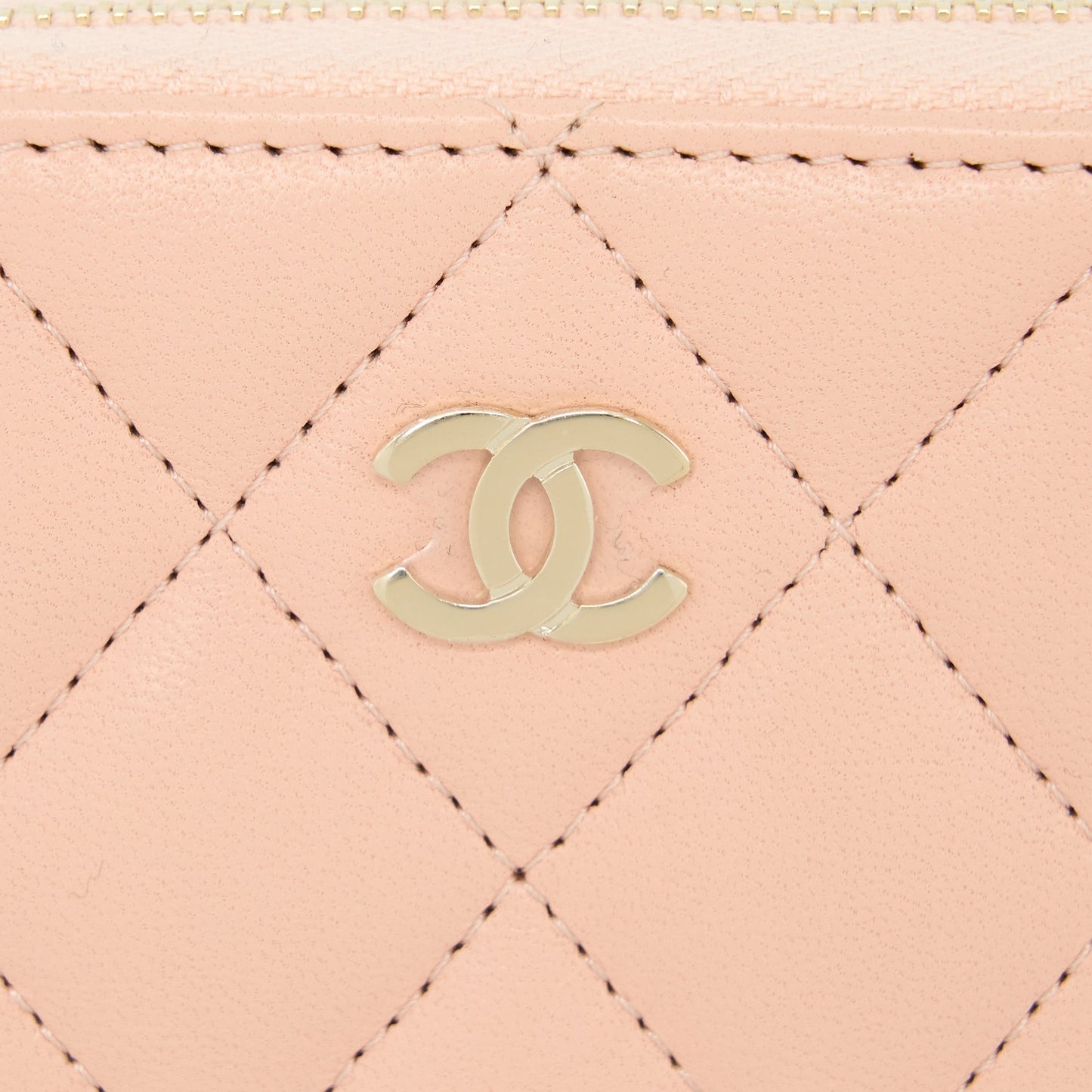 Chanel Zip Card Holder Lambskin Light Pink L