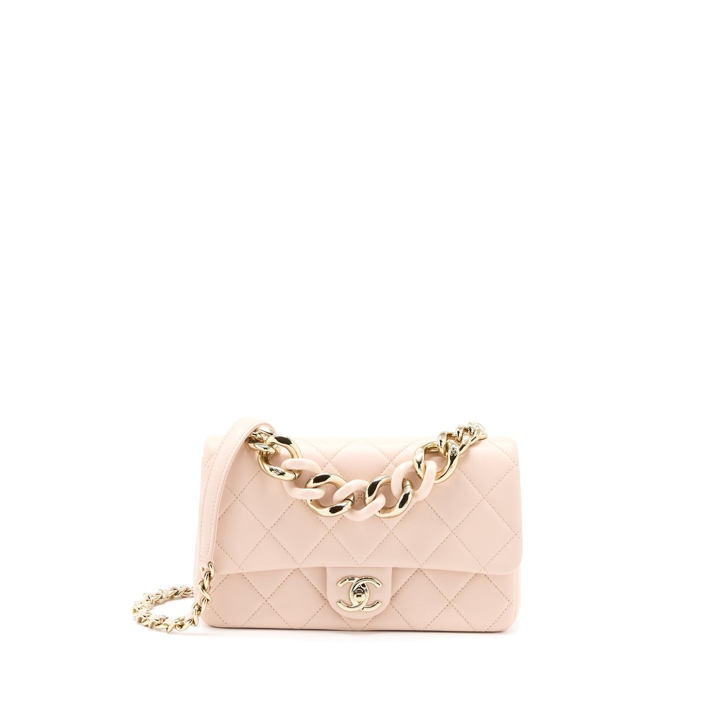 Chanel 22C Rectangular Flap Bag with Giant Top Handle Lambskin Pink L(Microchip)