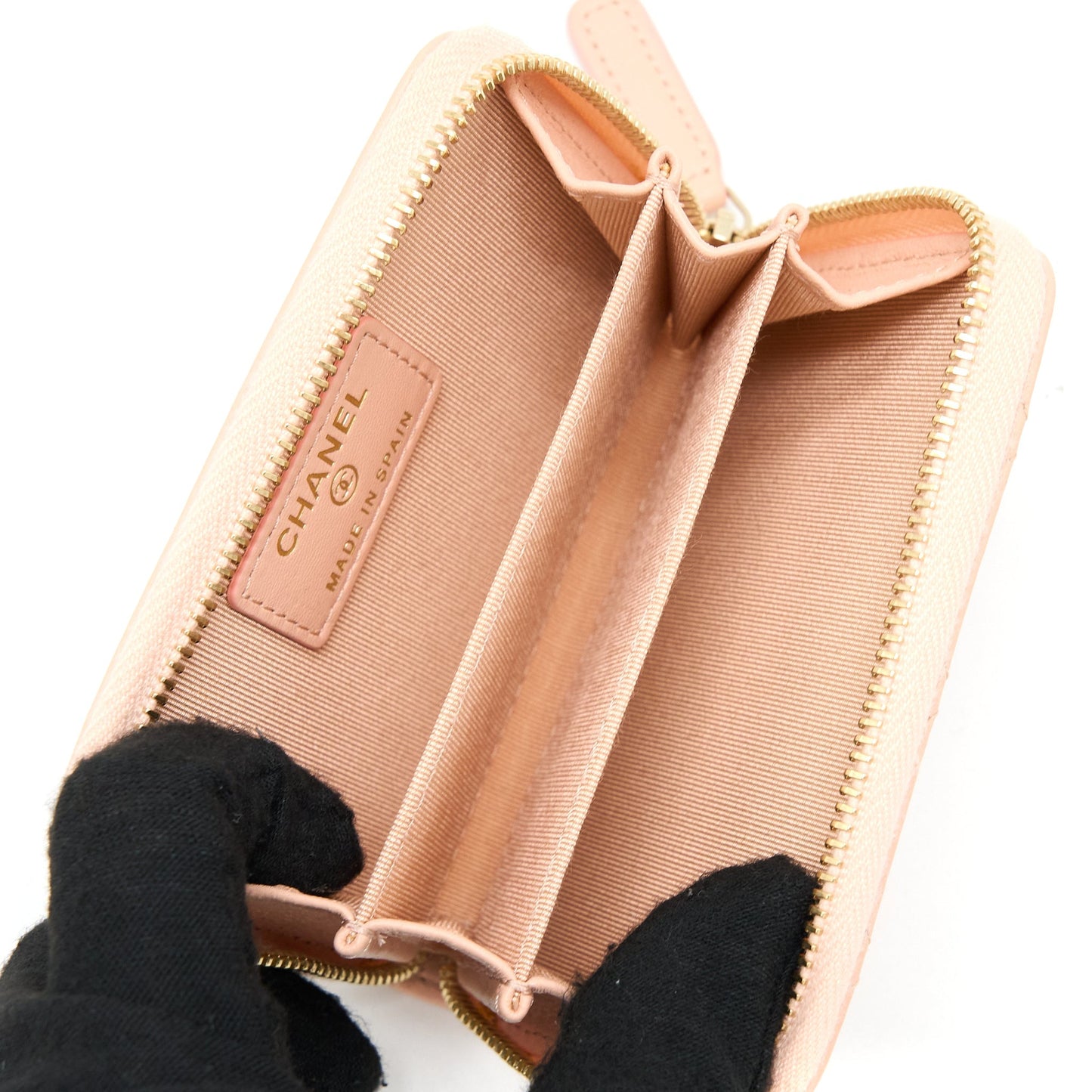 Chanel Zip Card Holder Lambskin Light Pink L