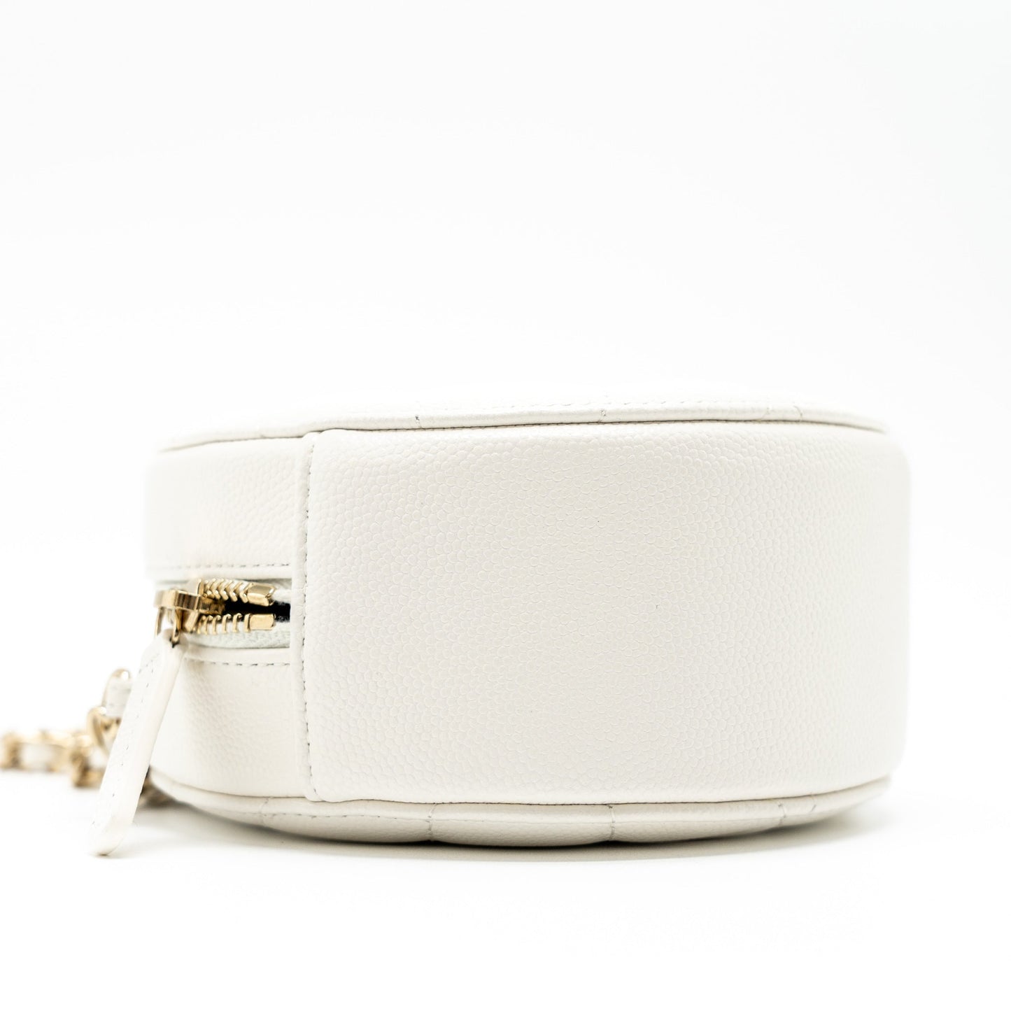 Chanel Round Clutch With Chain Caviar White L