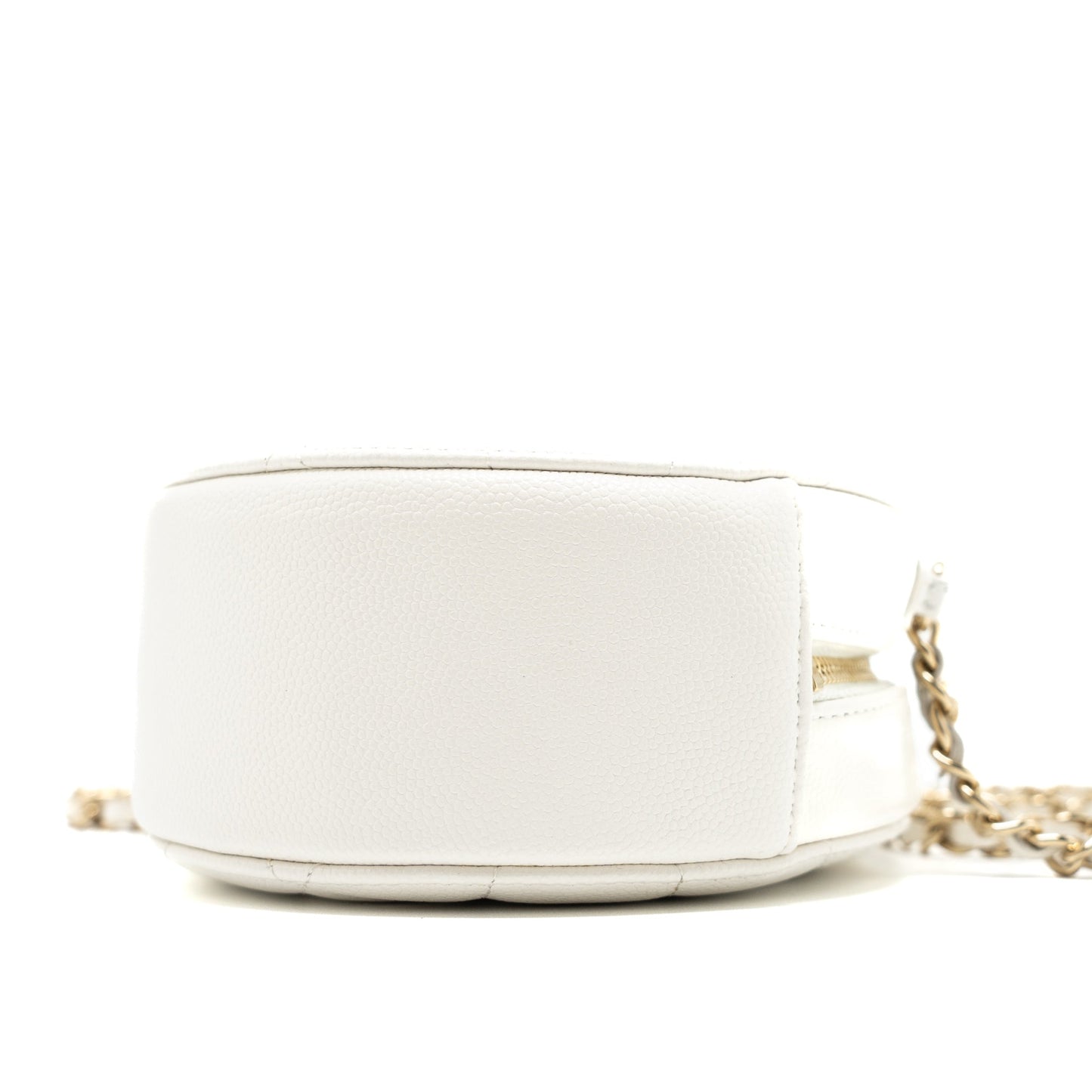 Chanel Round Clutch With Chain Caviar White L