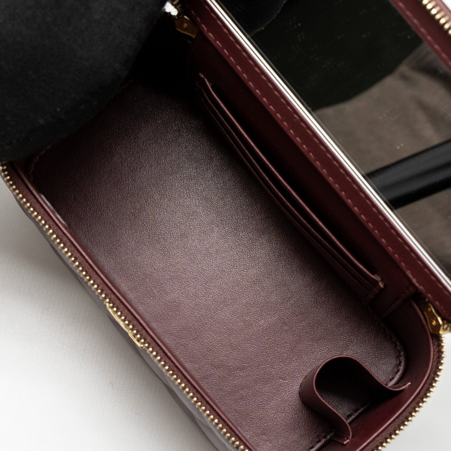 Chanel Long Vanity With Gem Chain Lambskin Burgundy  (Microchip)
