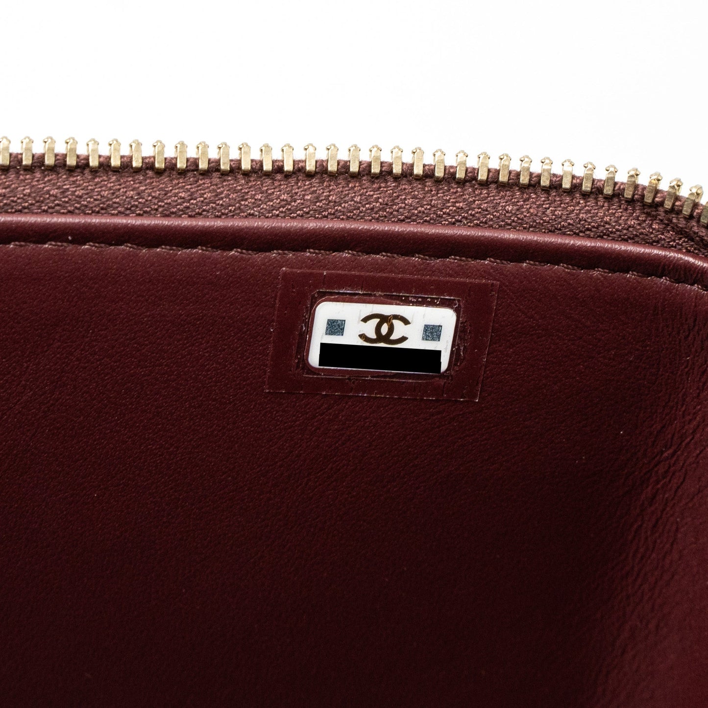Chanel Long Vanity With Gem Chain Lambskin Burgundy  (Microchip)