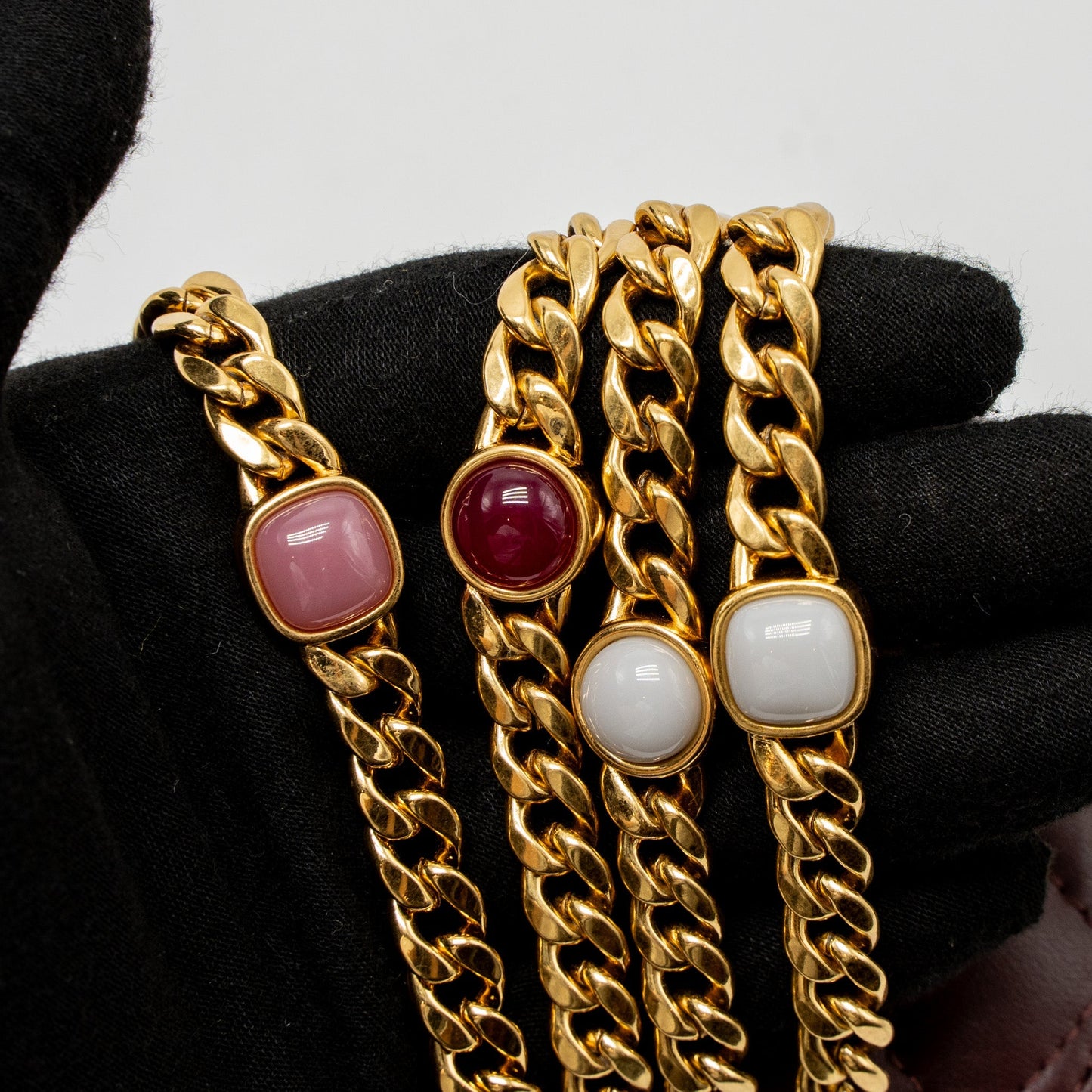 Chanel Long Vanity With Gem Chain Lambskin Burgundy  (Microchip)
