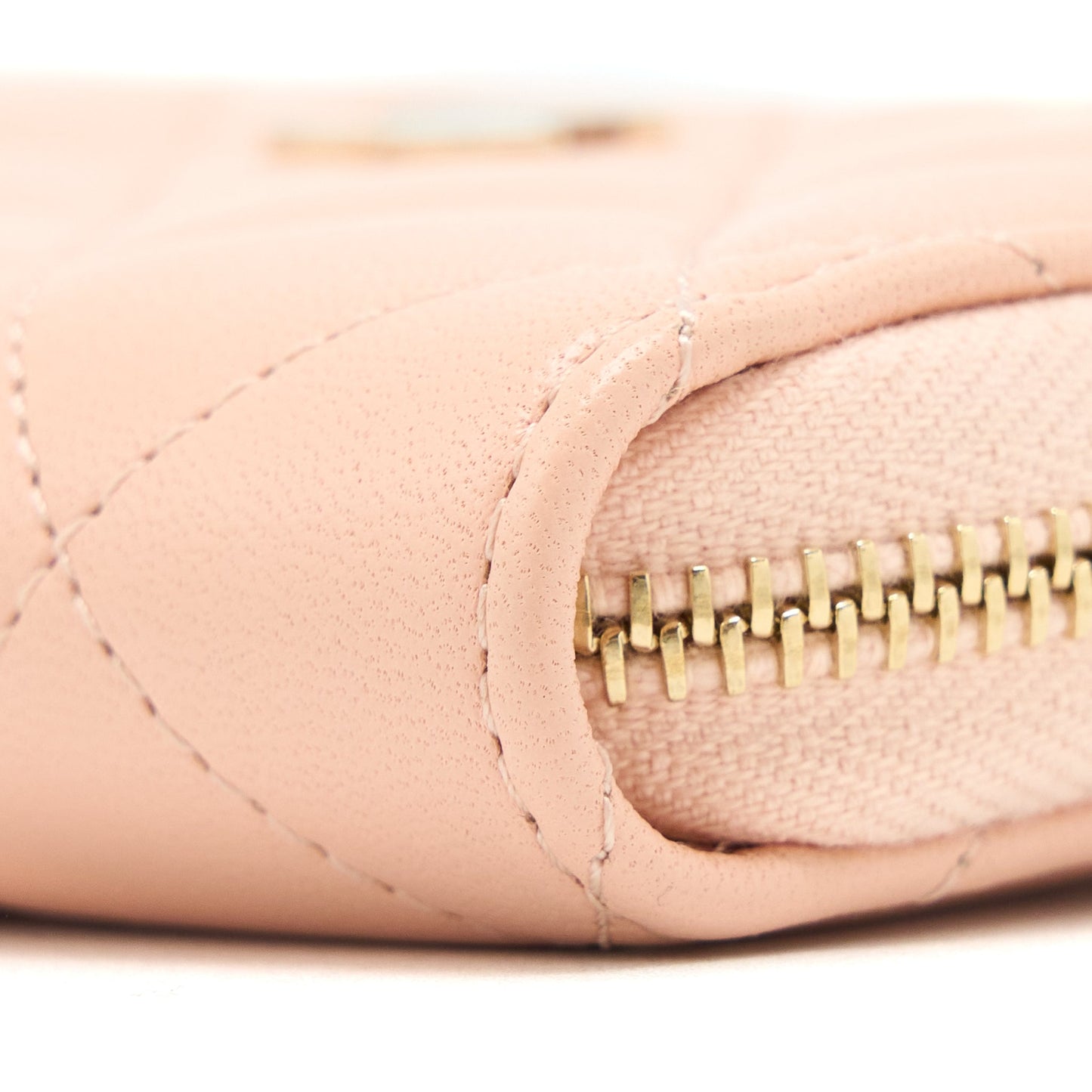Chanel Zip Card Holder Lambskin Light Pink L