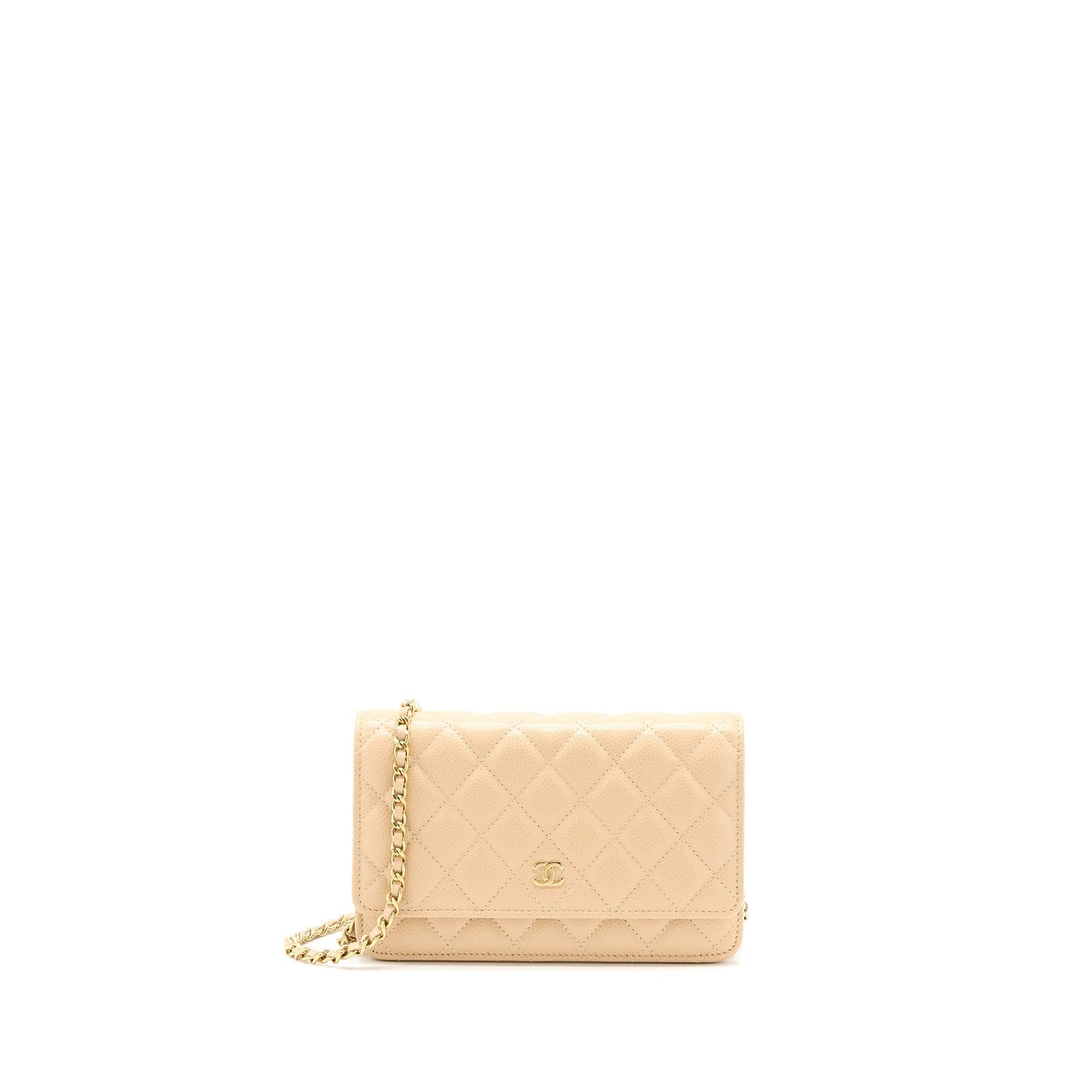 Chanel Classic Wallet On Chain Caviar Beige  (Microchip)