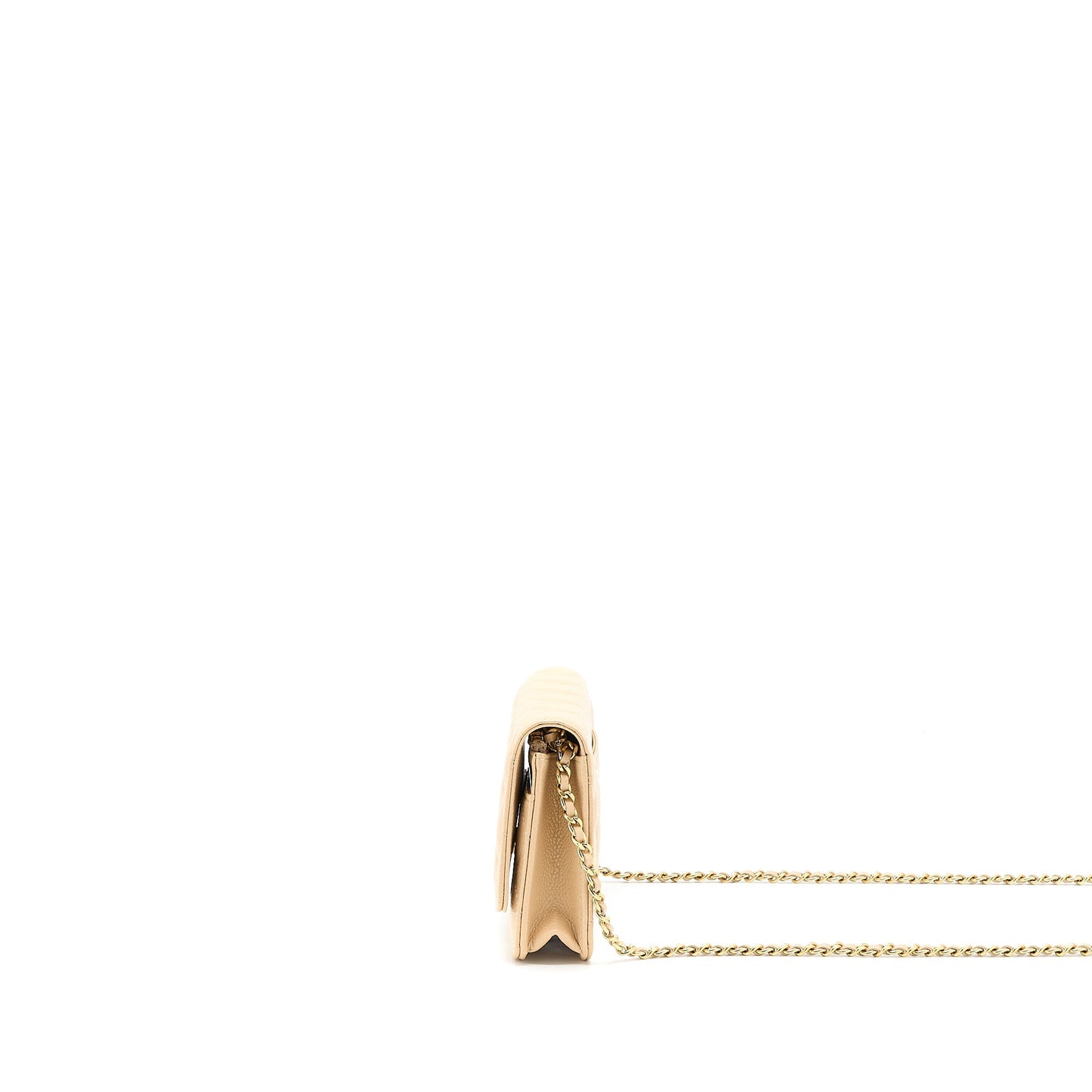 Chanel Classic Wallet On Chain Caviar Beige  (Microchip)