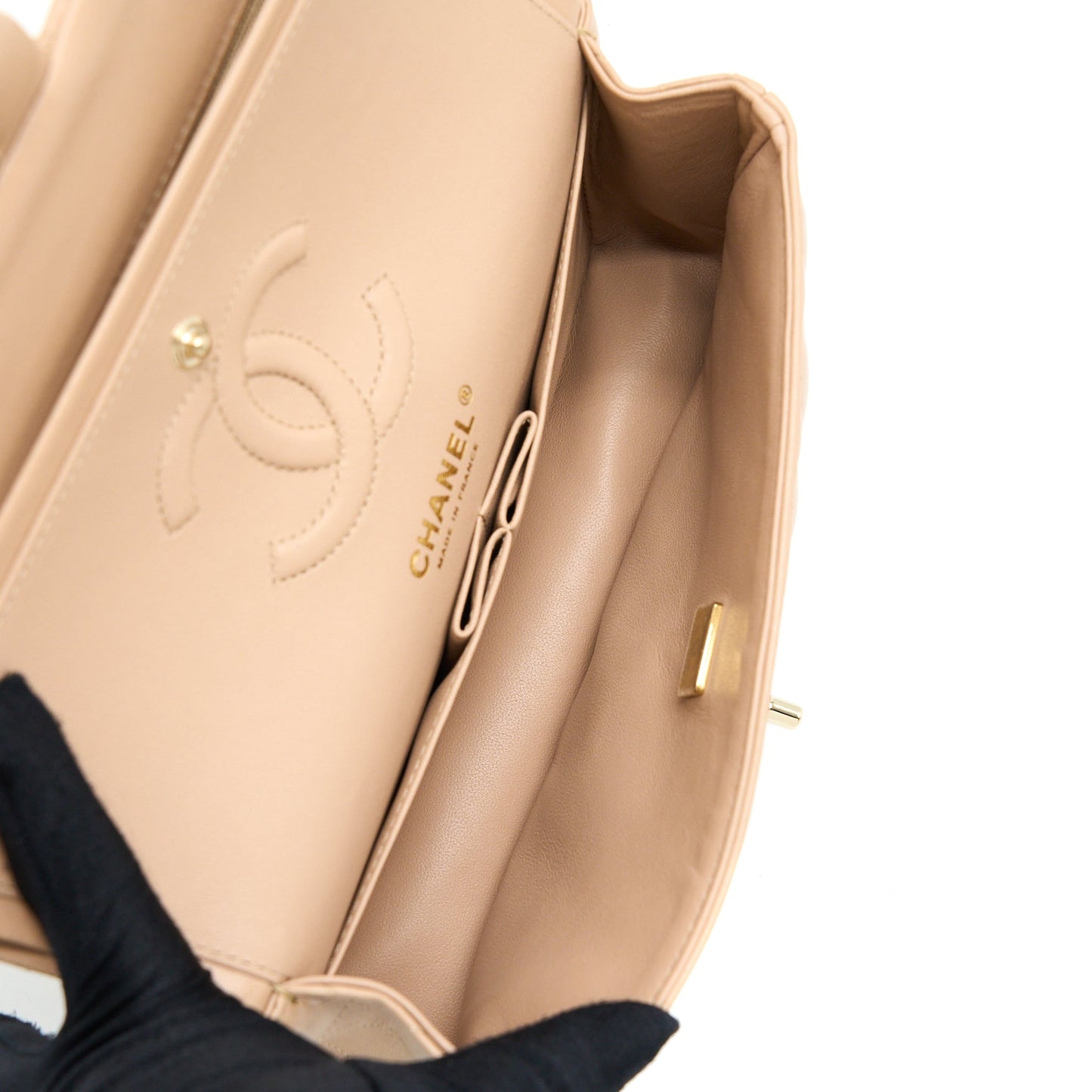 Chanel 22B Small Classic Flap Bag Lambskin Beige L