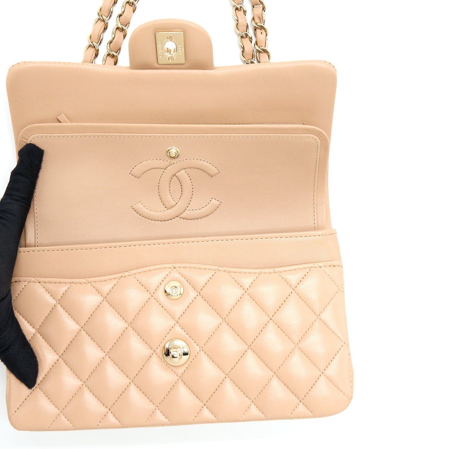 Chanel 22B Small Classic Flap Bag Lambskin Beige L