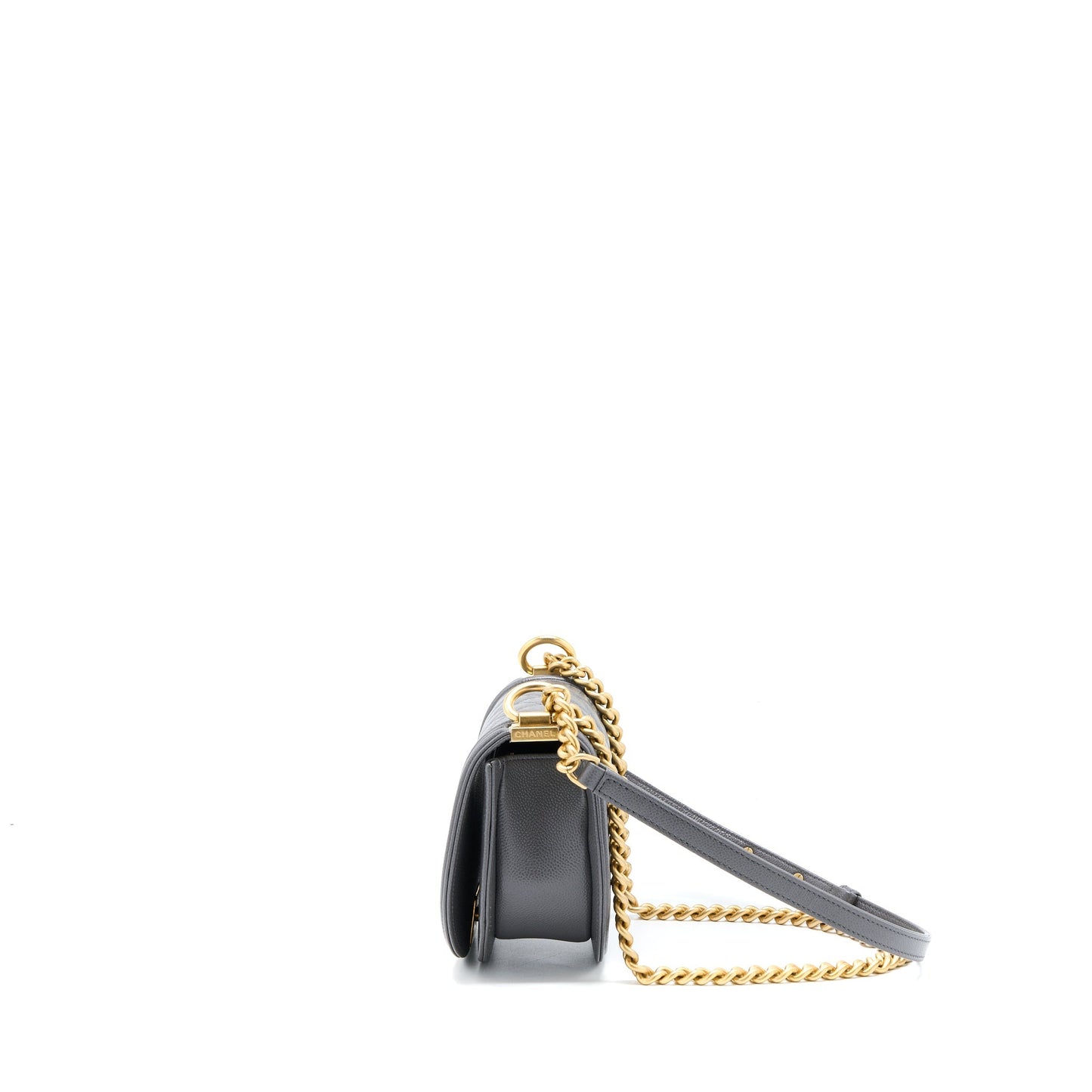 Chanel 22A Boy Messenger Bag Caviar Grey  (Microchip)