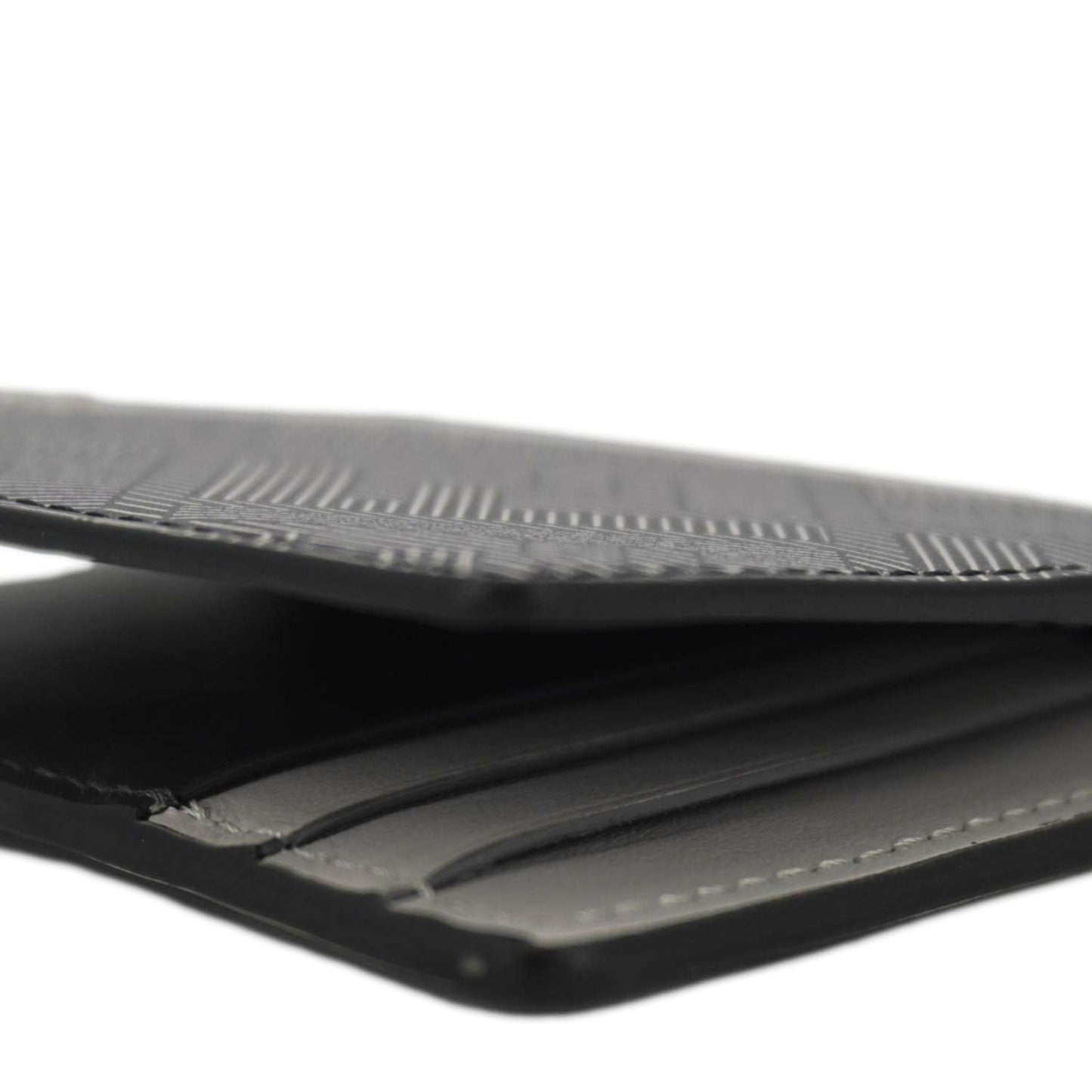 FENDI Shadow Leather Card Holder Gray