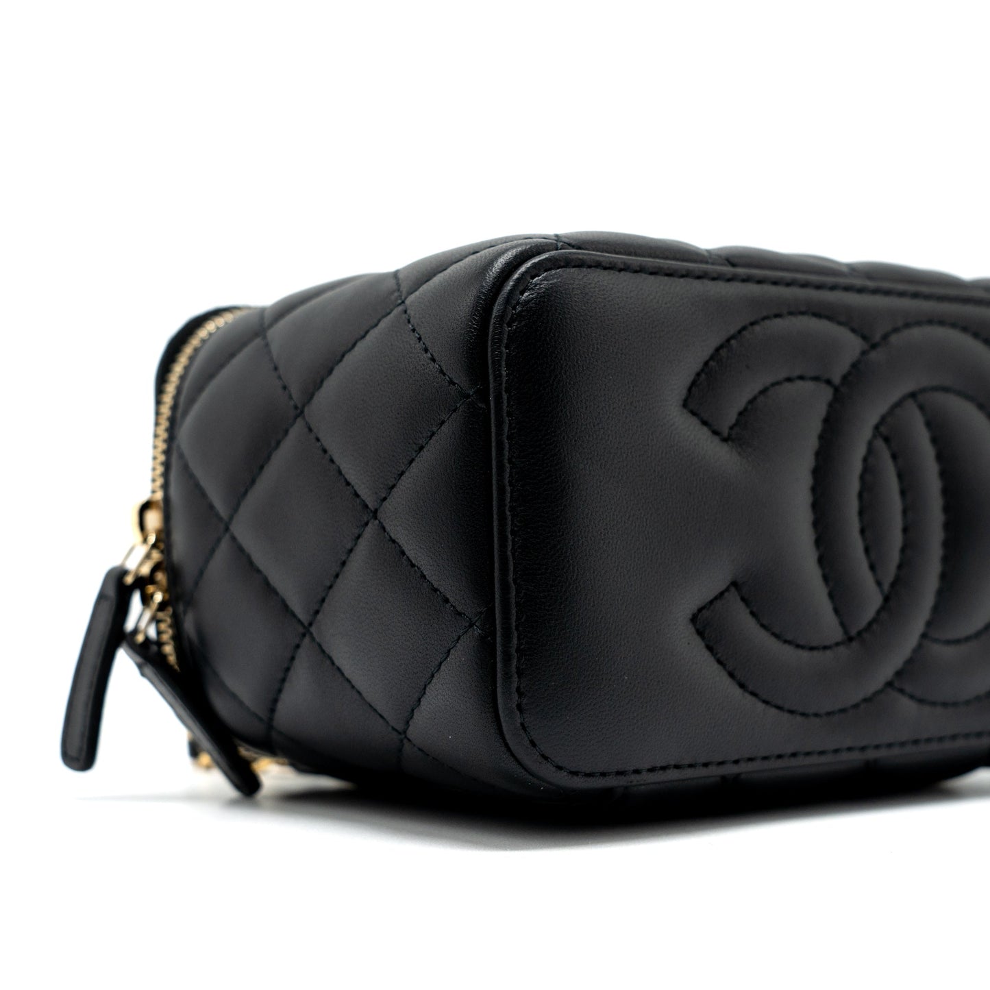 Chanel Pearl Crush Long Vanity with Chain Lambskin Black  (Microchip)