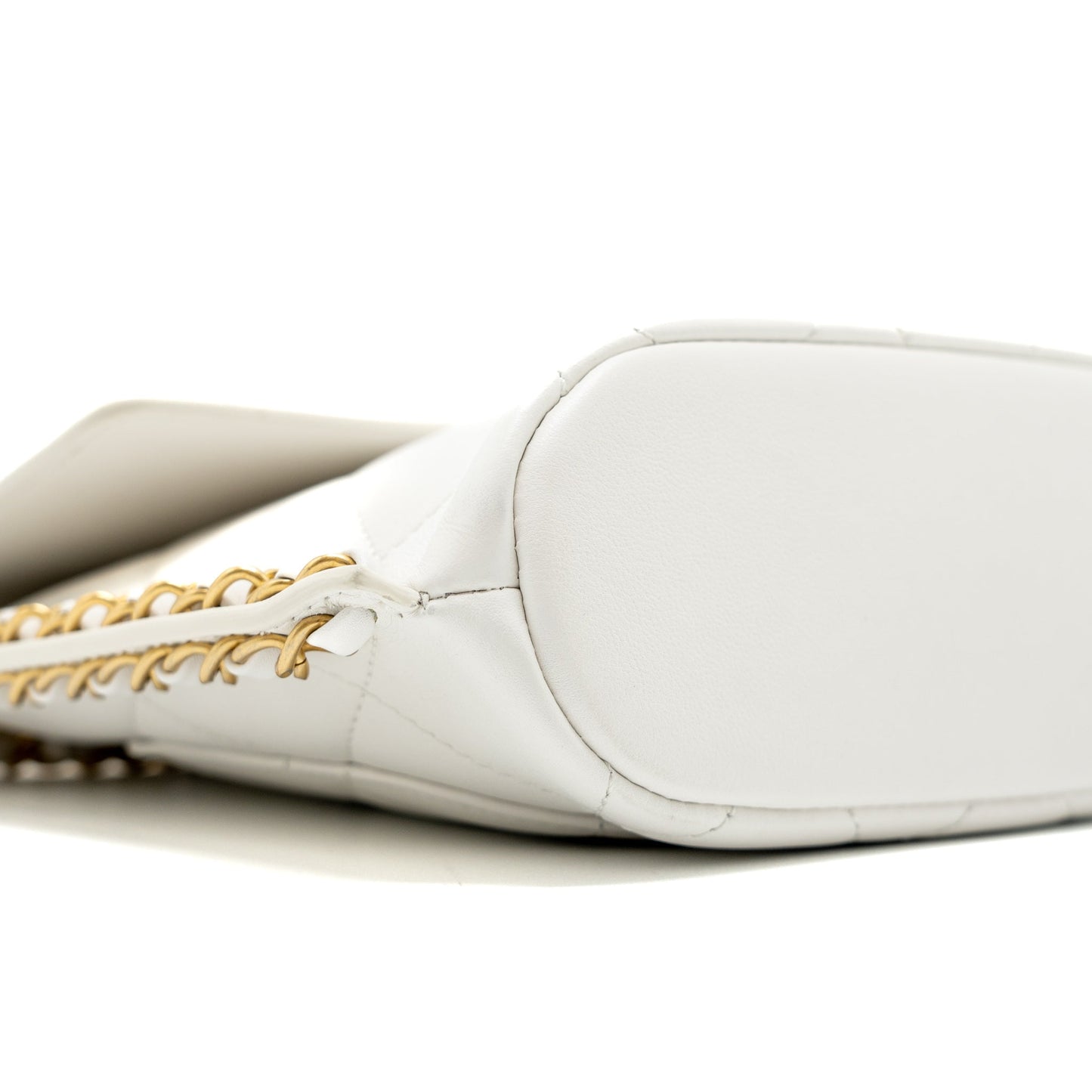 Chanel Crossbody Square Flap Bag Lambskin White Brushed
