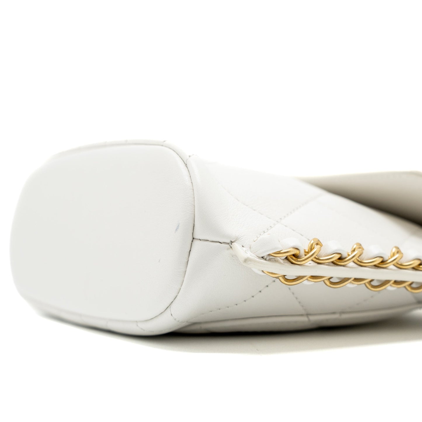 Chanel Crossbody Square Flap Bag Lambskin White Brushed