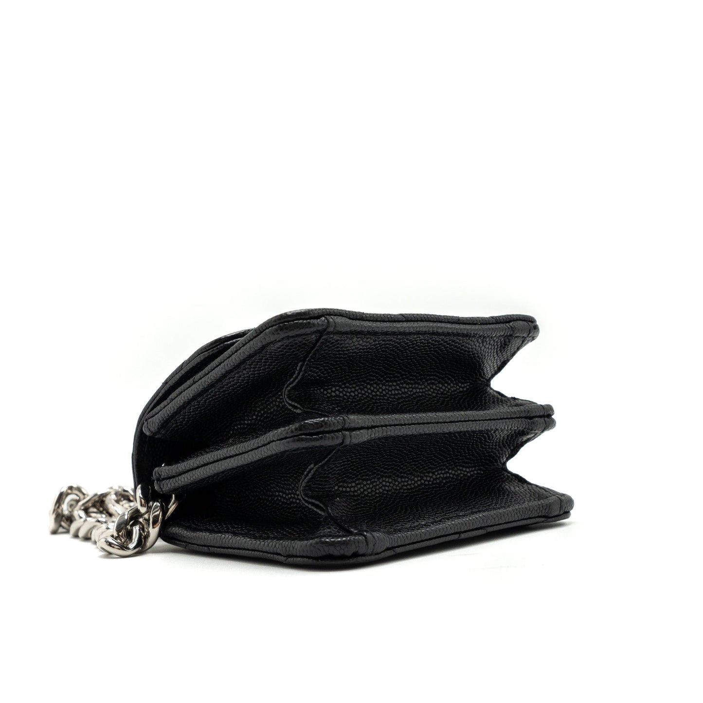 CHANEL MINI FLAP BAG WITH Coco Enamel CHAIN CAVIAR BLACK