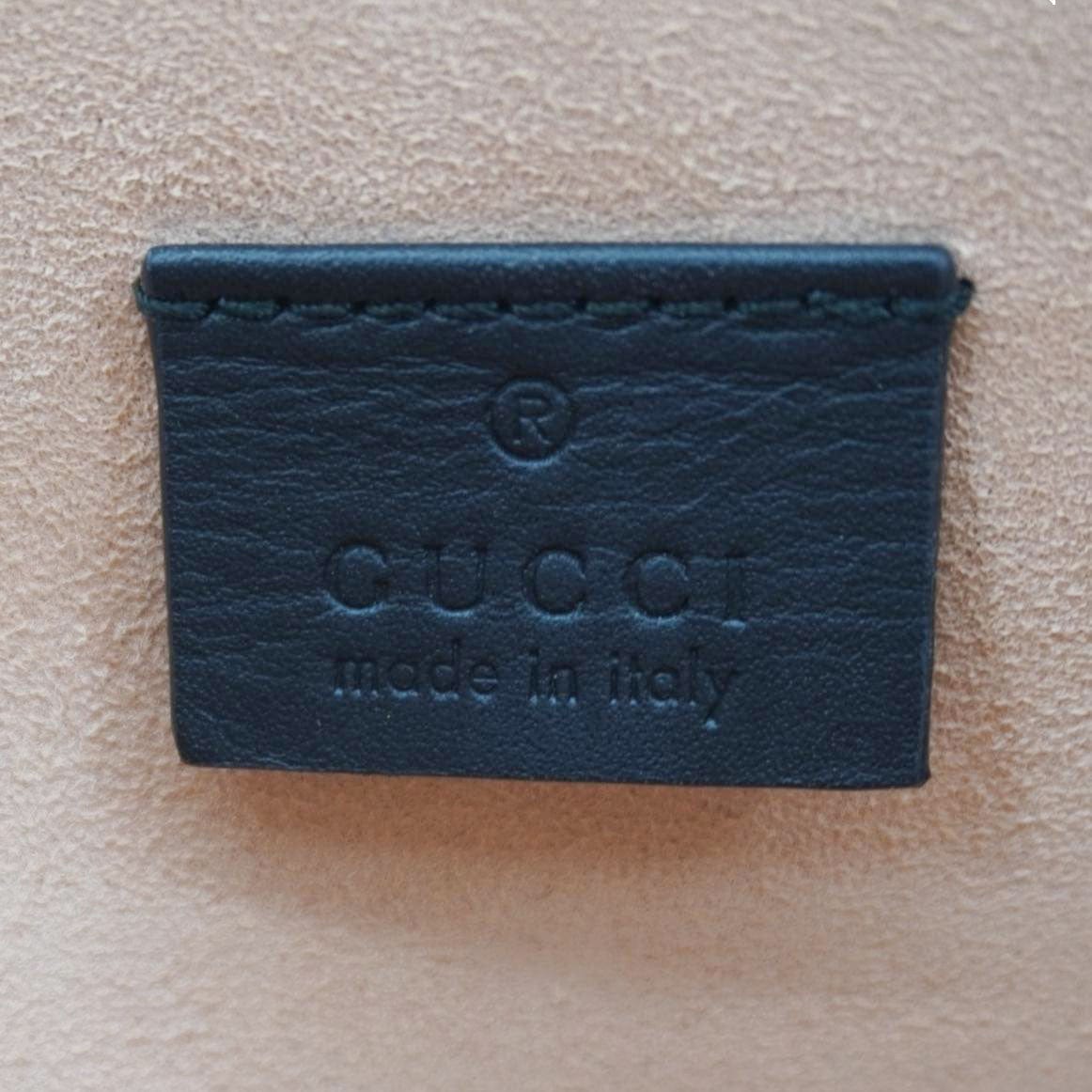 GUCCI Striped Bee Calfskin Leather Pouch Black 476077
