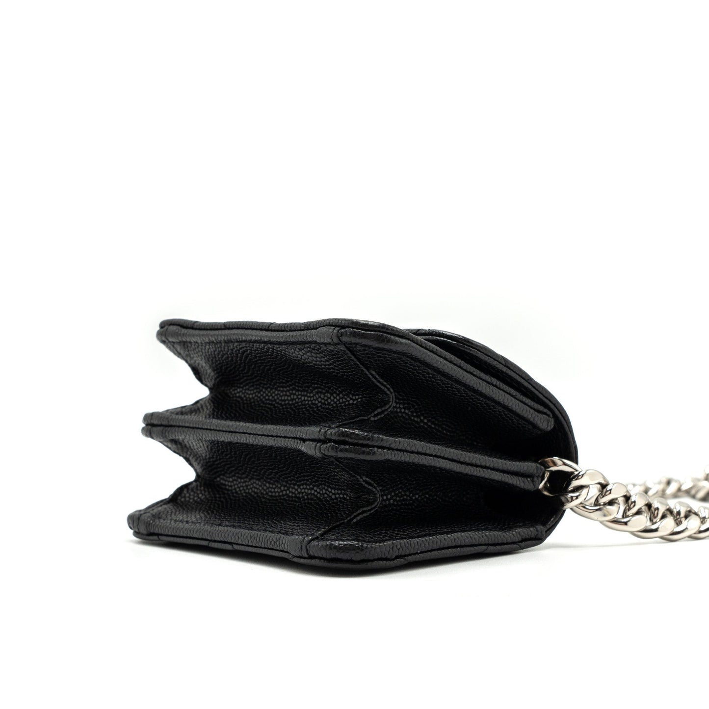 CHANEL MINI FLAP BAG WITH Coco Enamel CHAIN CAVIAR BLACK