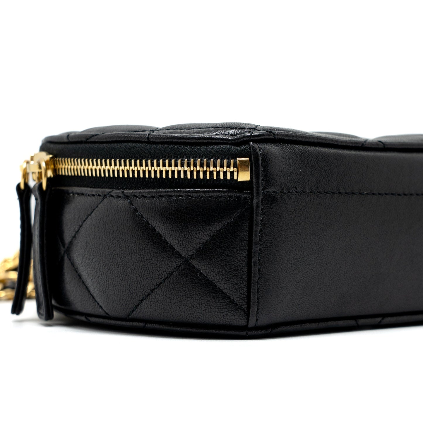 Chanel Round Vanity with Round Handle Crossbody Bag Lambskin Black  (Microchip)