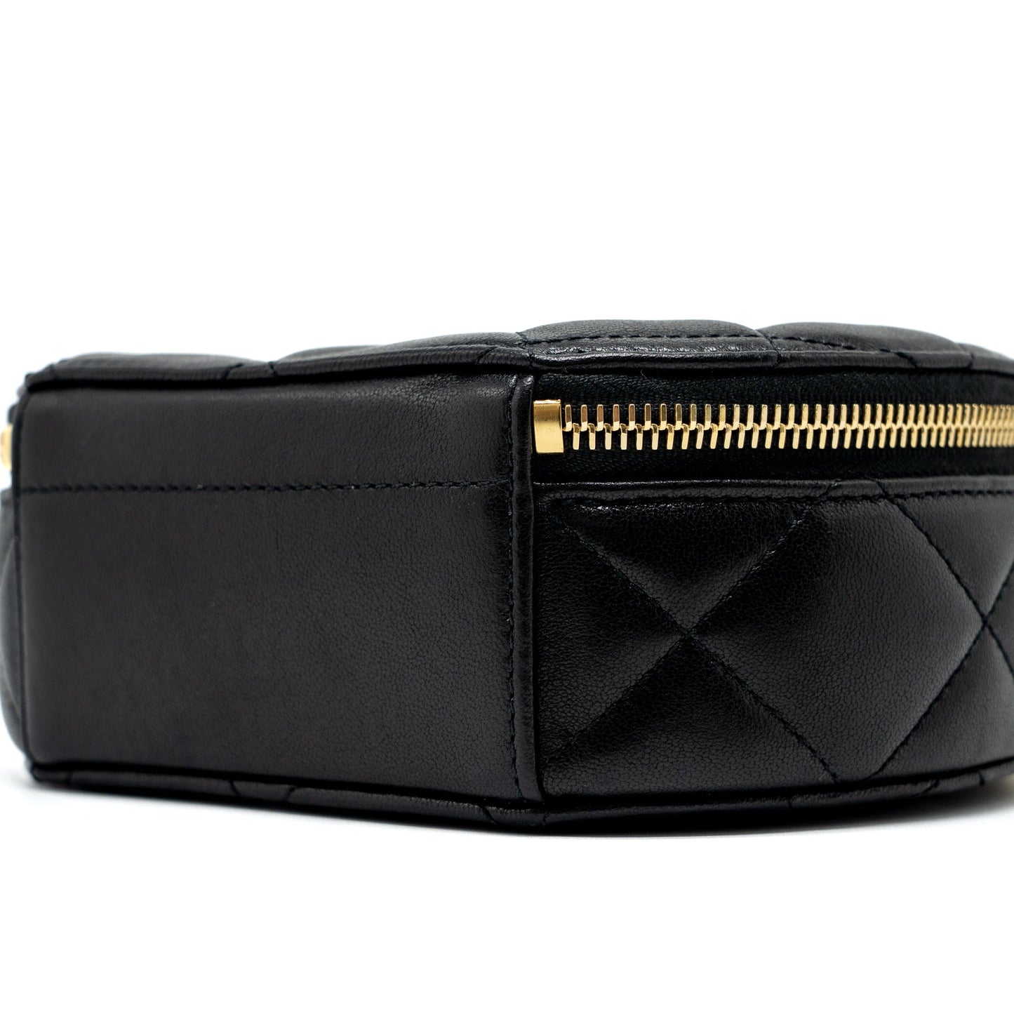 Chanel Round Vanity with Round Handle Crossbody Bag Lambskin Black  (Microchip)