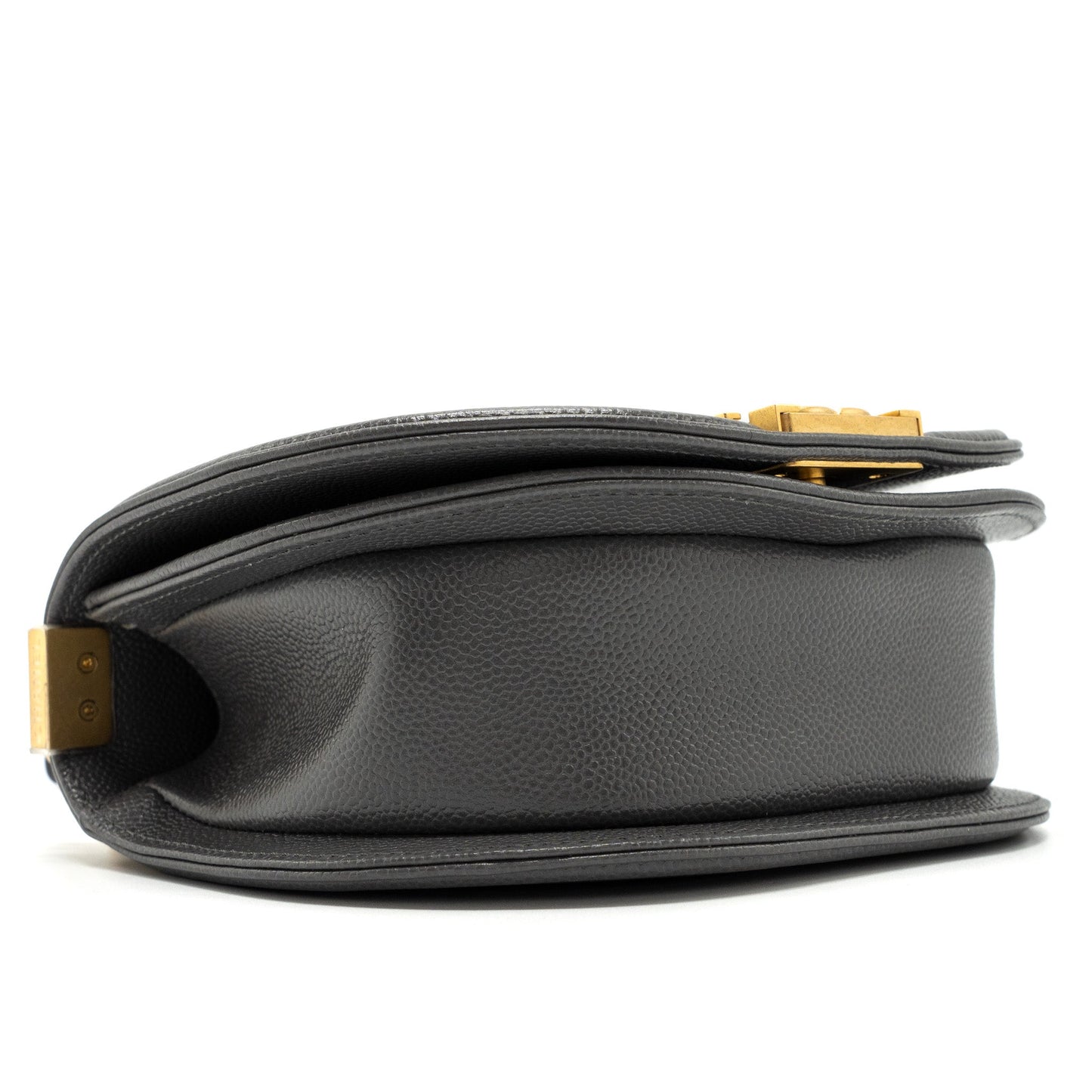 Chanel 22A Round Boy Messenger Bag Caviar Grey (Microchip)