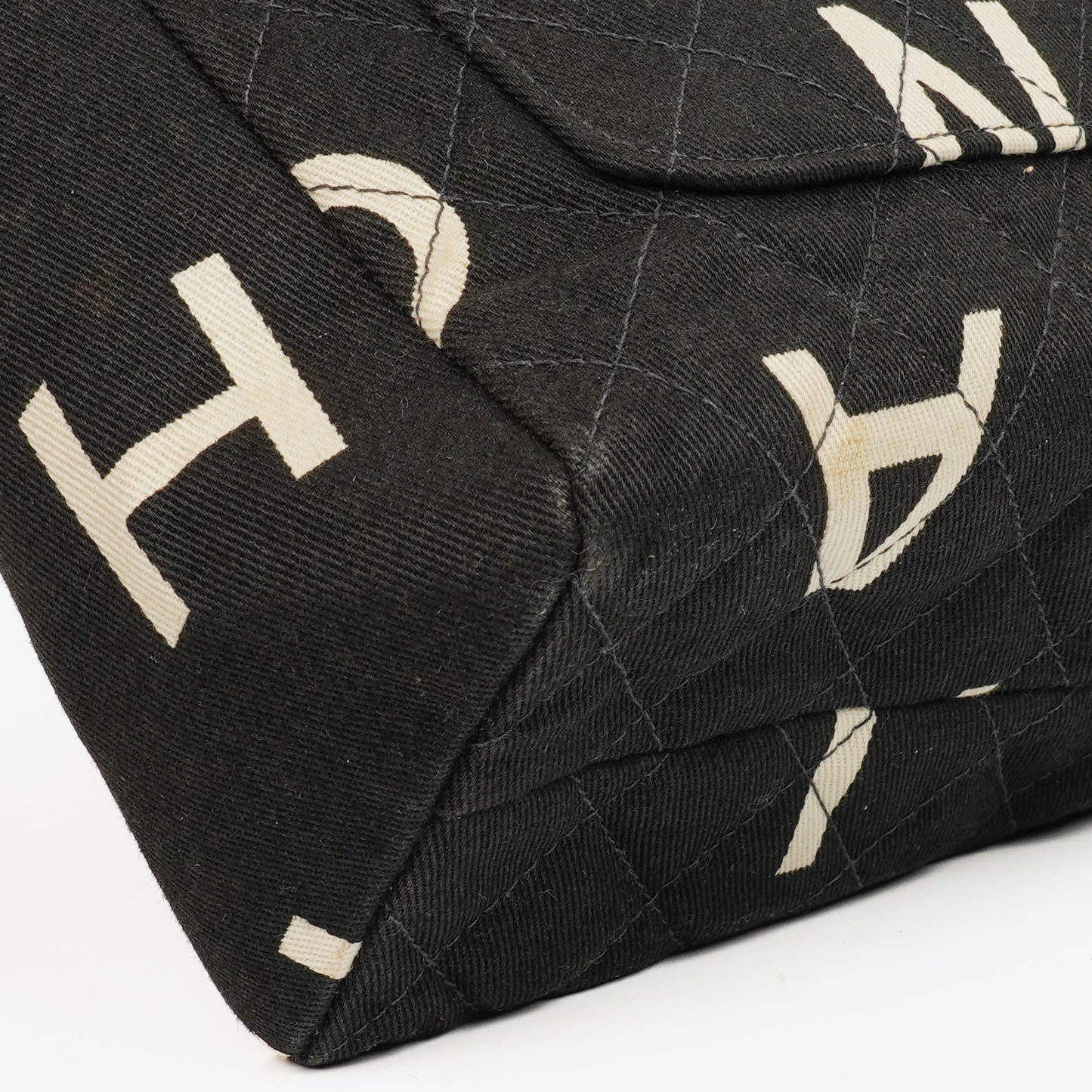 Chanel Black/White Logo Print Tote Bag