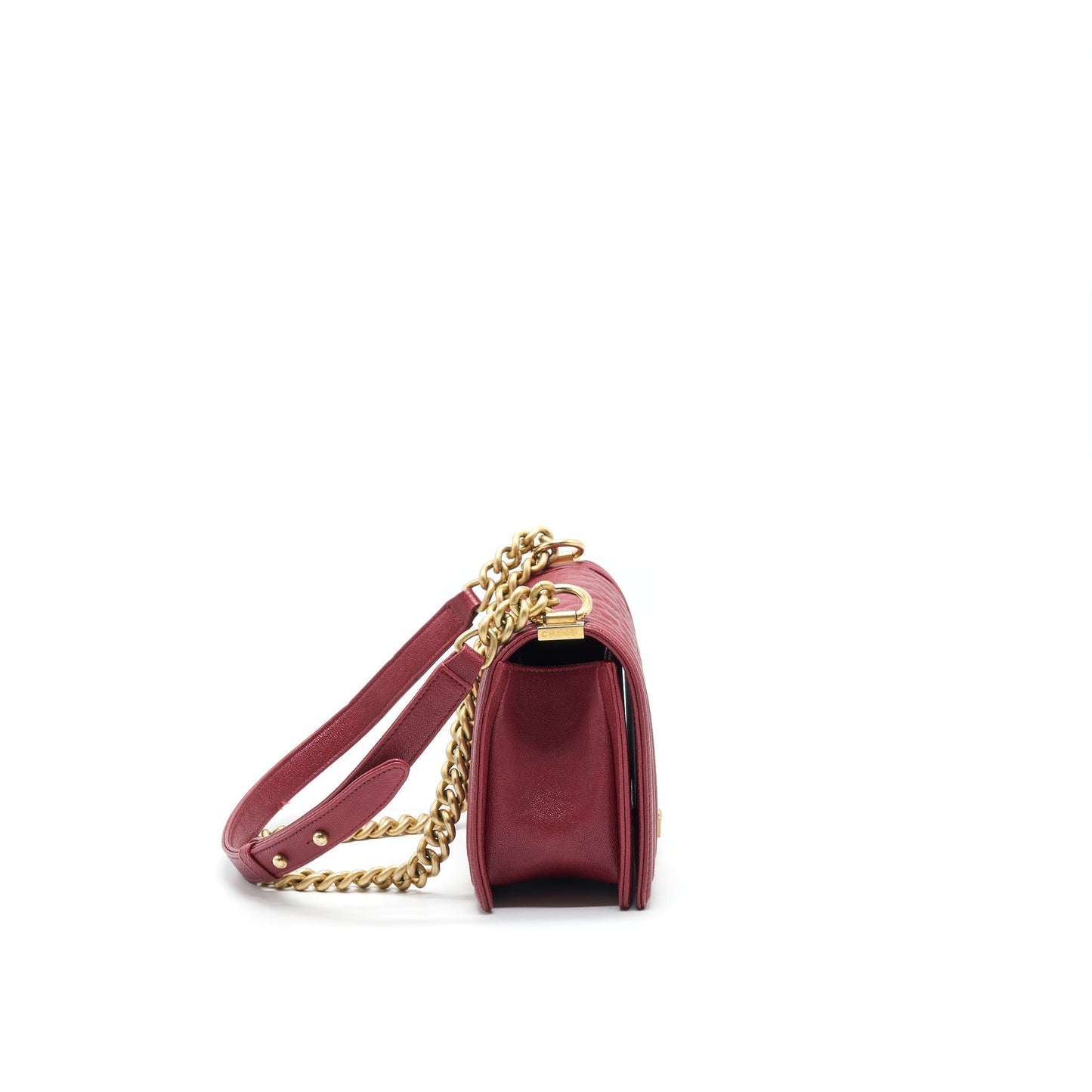 Chanel medium Boy Bag Caviar Raspberry Red brushed