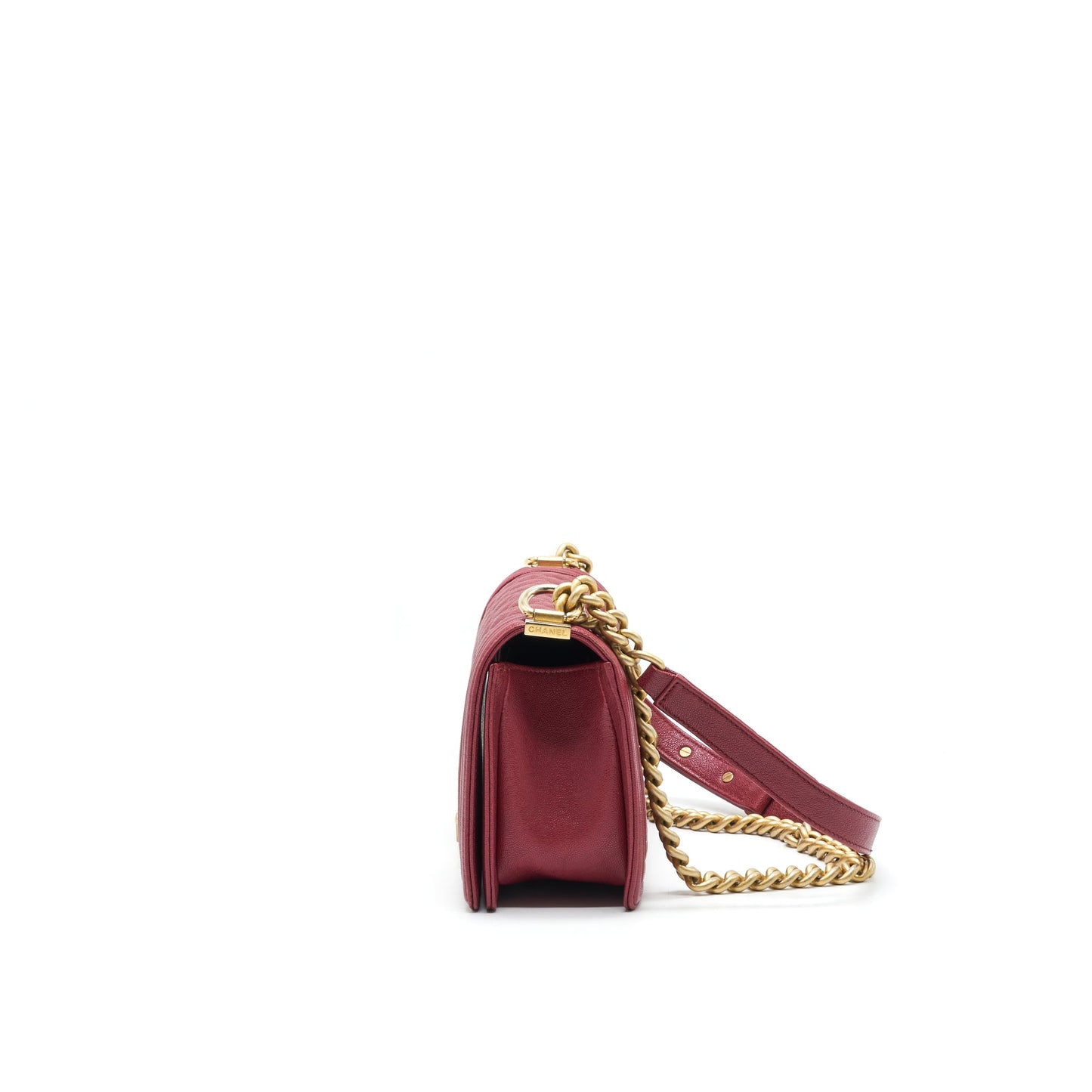 Chanel medium Boy Bag Caviar Raspberry Red brushed