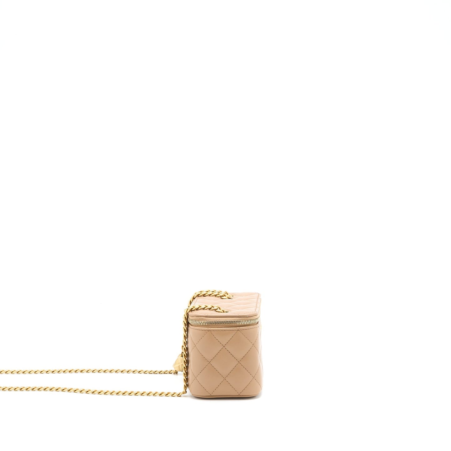 Chanel 22K Gold Pillar Adjustable Chain Long Vanity Lambskin Beige Brushed  (Microchip)