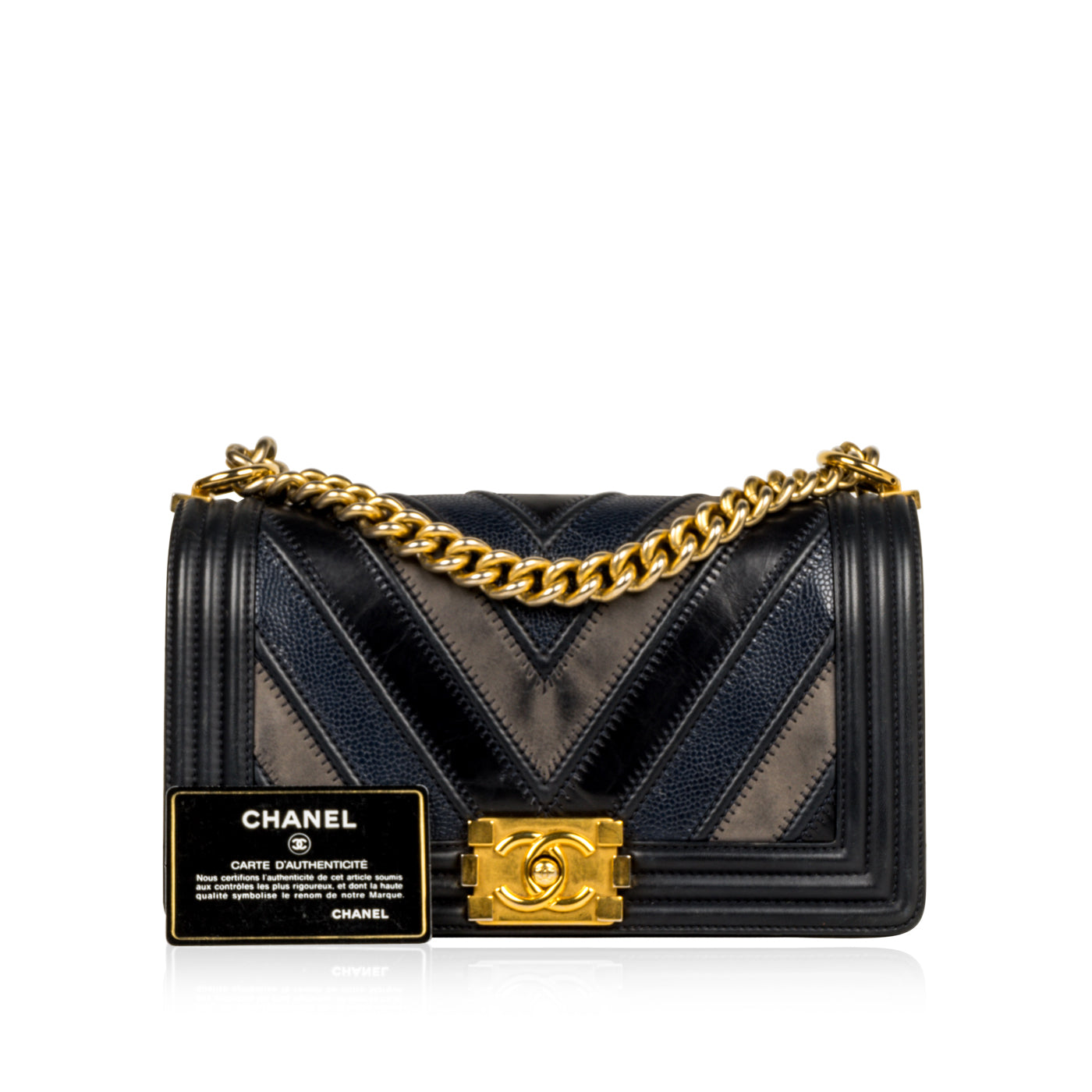 Chanel Mixed Leather Boy Bag