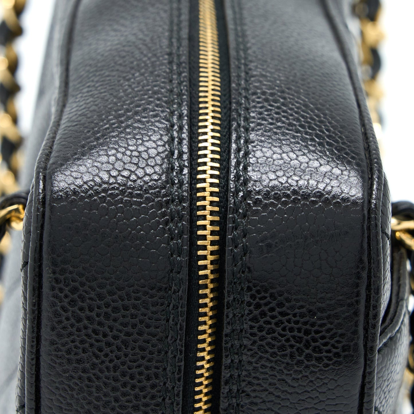 Chanel  Camera Chevron Tote Bag Caviar Black