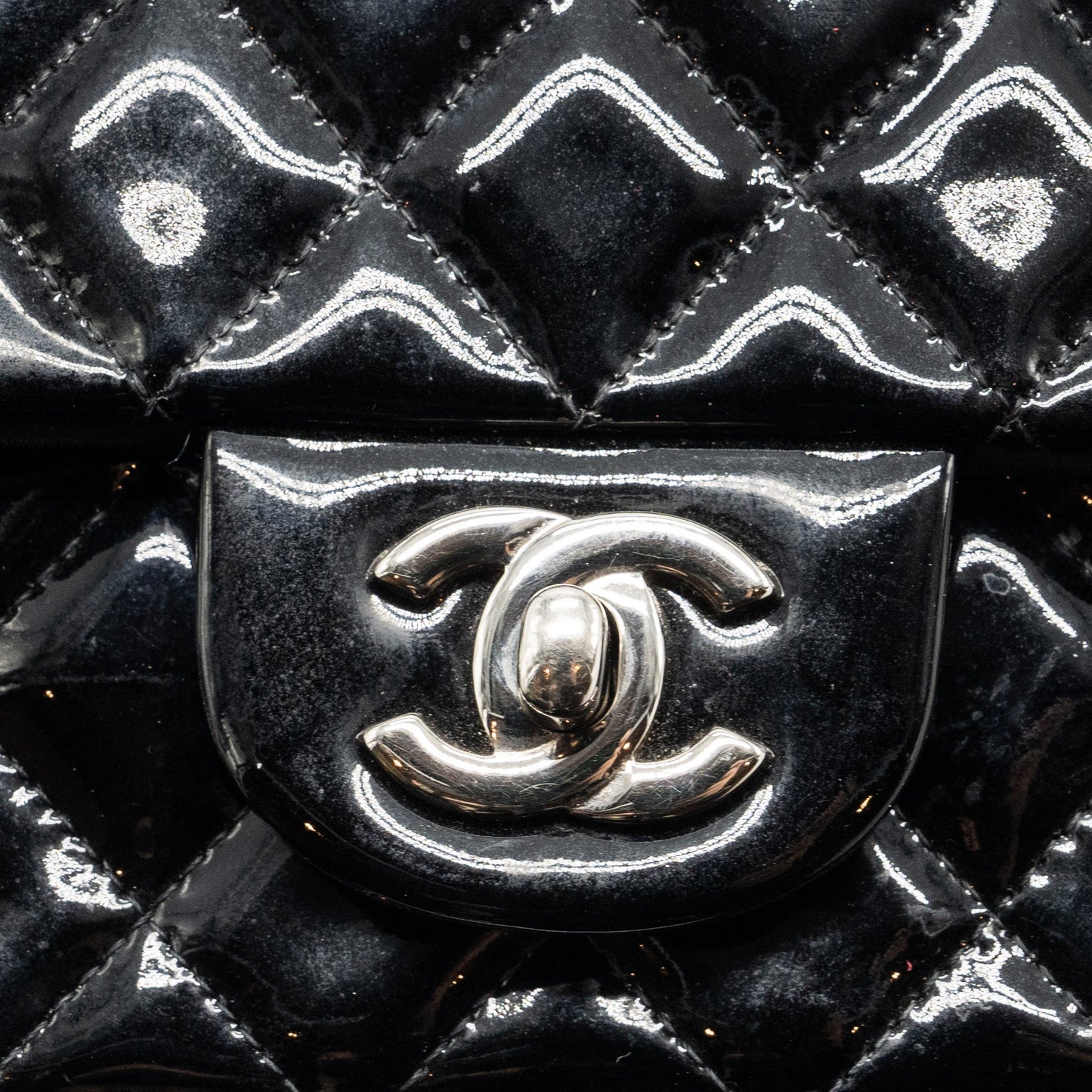 Chanel Mini Rectangular Flap Bag Patent Black