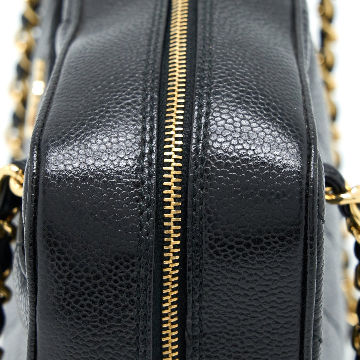 Chanel  Camera Chevron Tote Bag Caviar Black