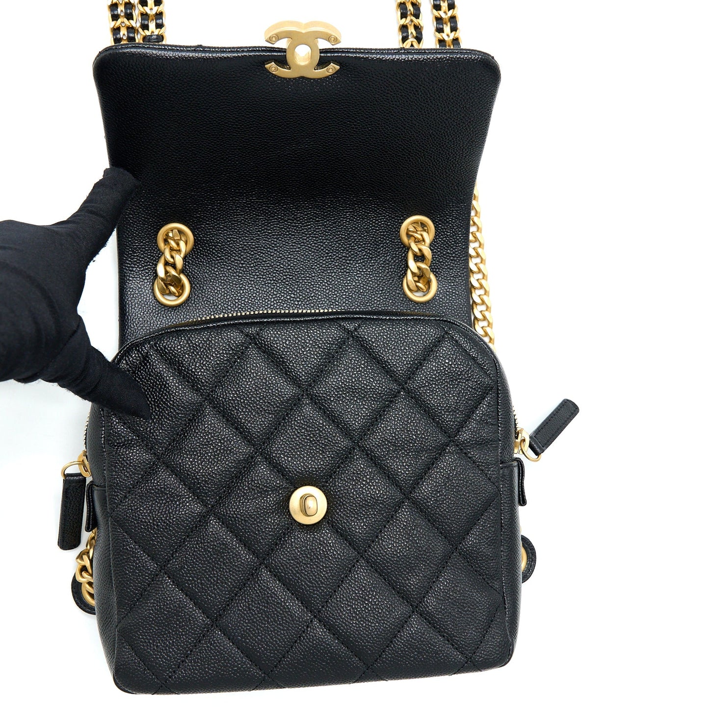 Chanel 22P Flap Backpack Caviar Black