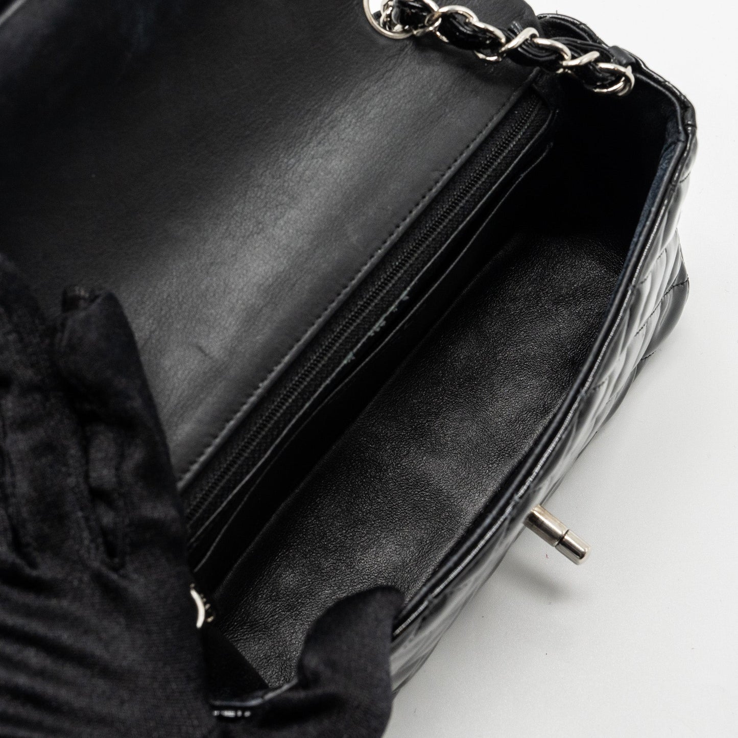 Chanel Mini Rectangular Flap Bag Patent Black