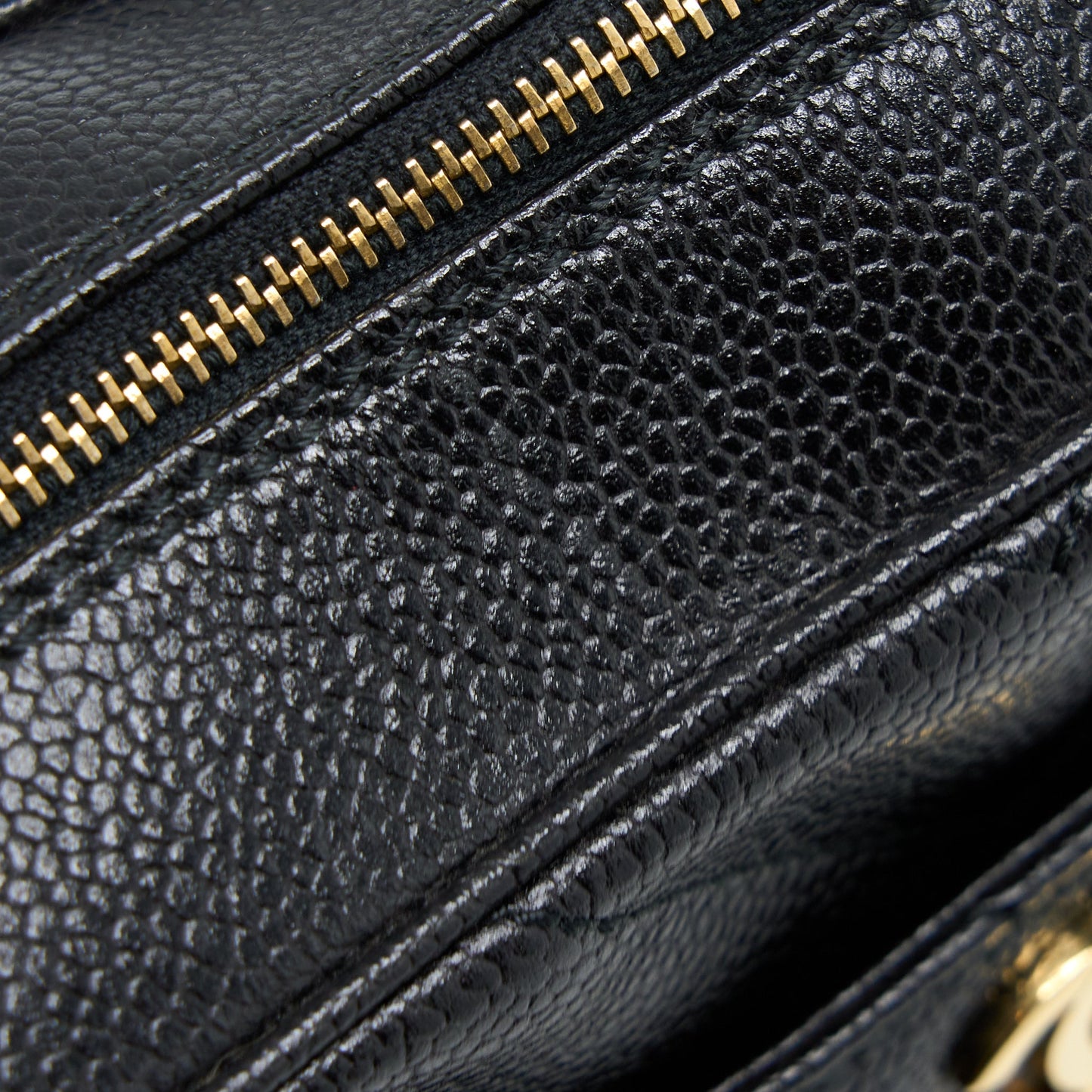 Chanel  Camera Chevron Tote Bag Caviar Black