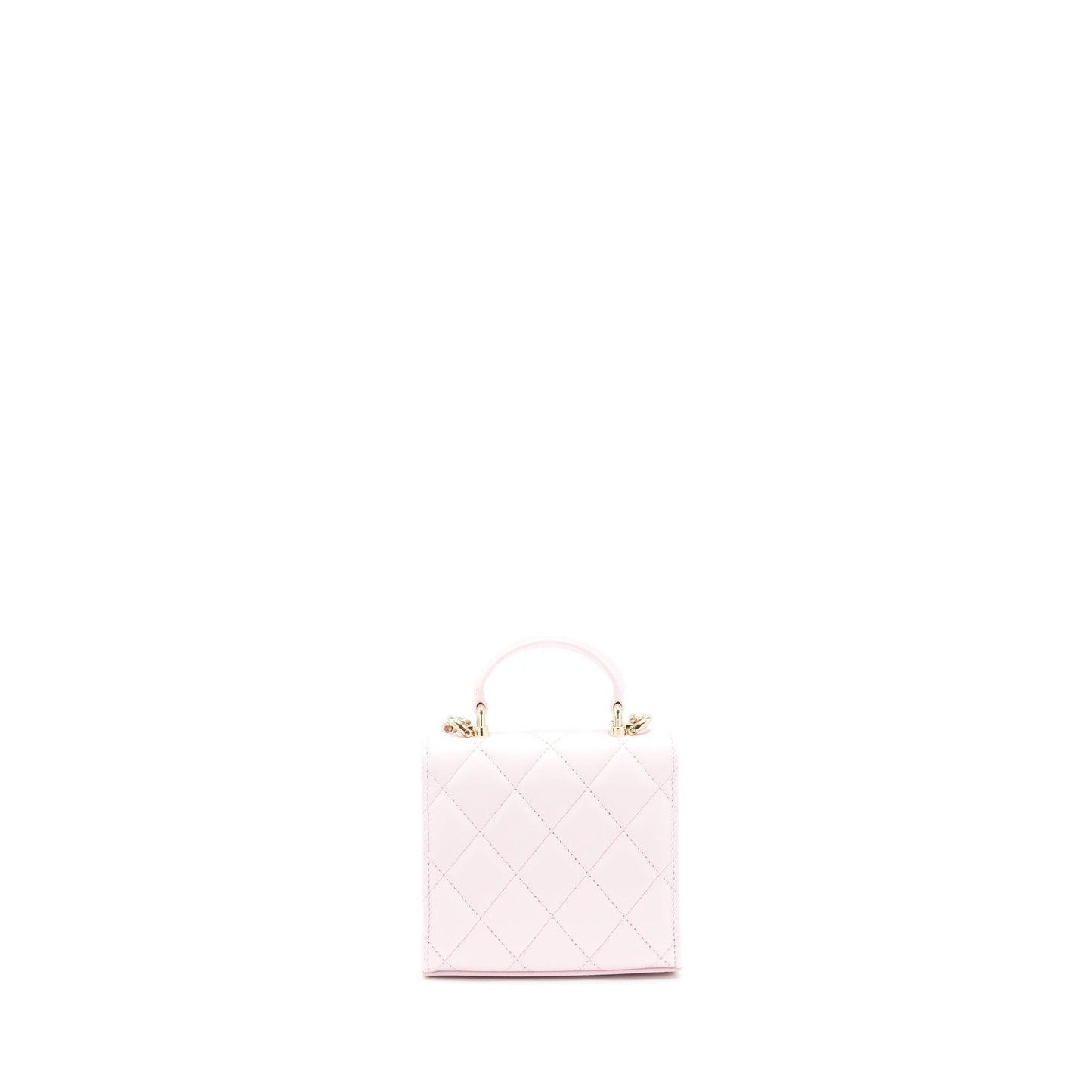 Chanel 22P Top Handle Mini Flap Bag With Chain Lambskin Pink L