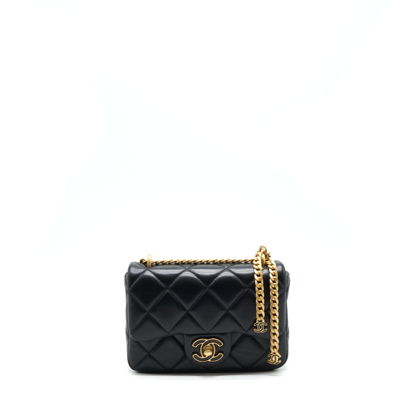 Chanel 22P Seasonal Mini Square Flap Bag Lambskin Black