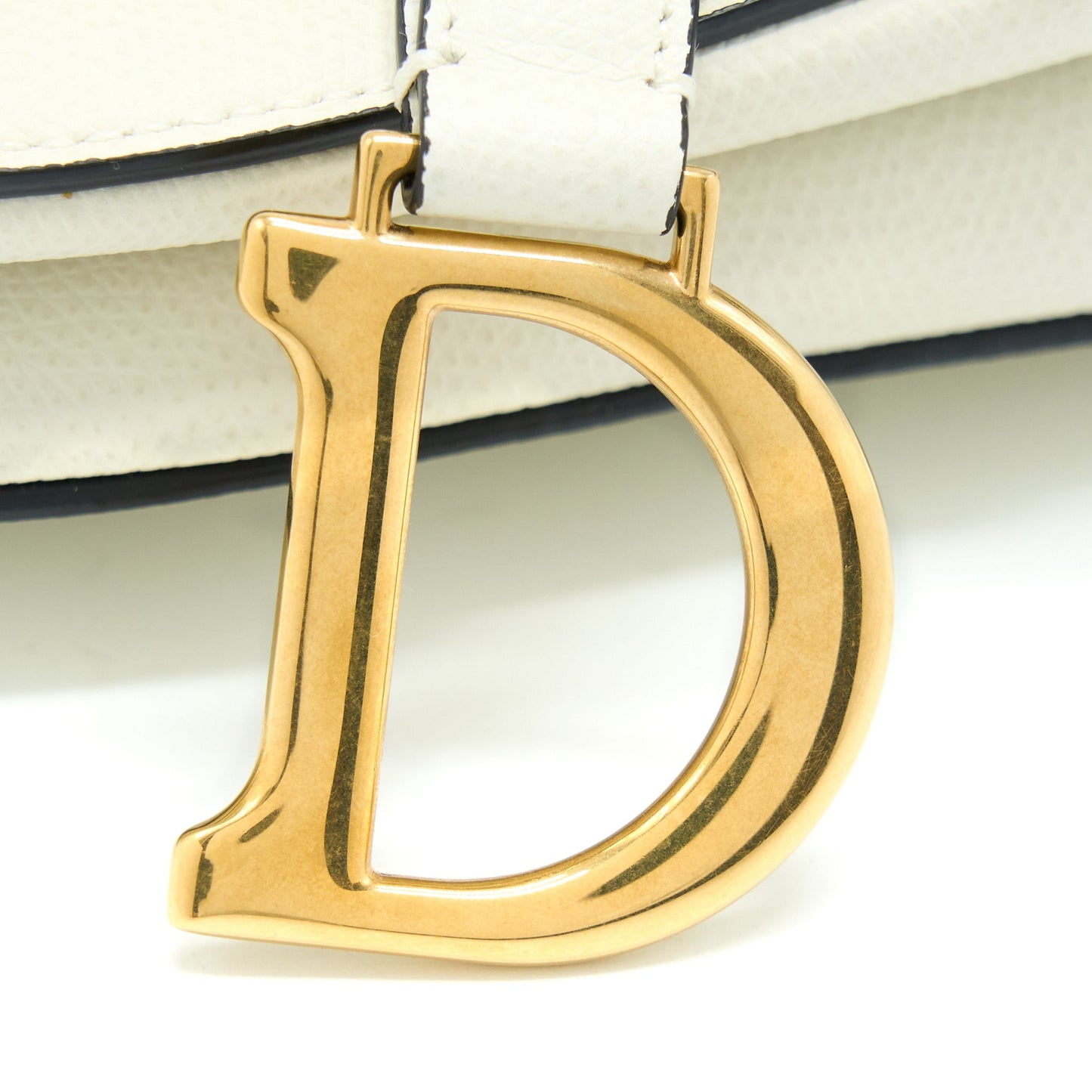 Dior Mini Saddle Purse Grained Calfskin White