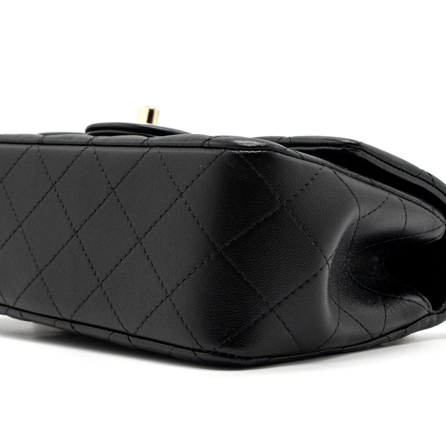 Chanel 23K Leather Chain Top Handle Mini Rectangular Flap Bag Lambskin Black L (microchip)