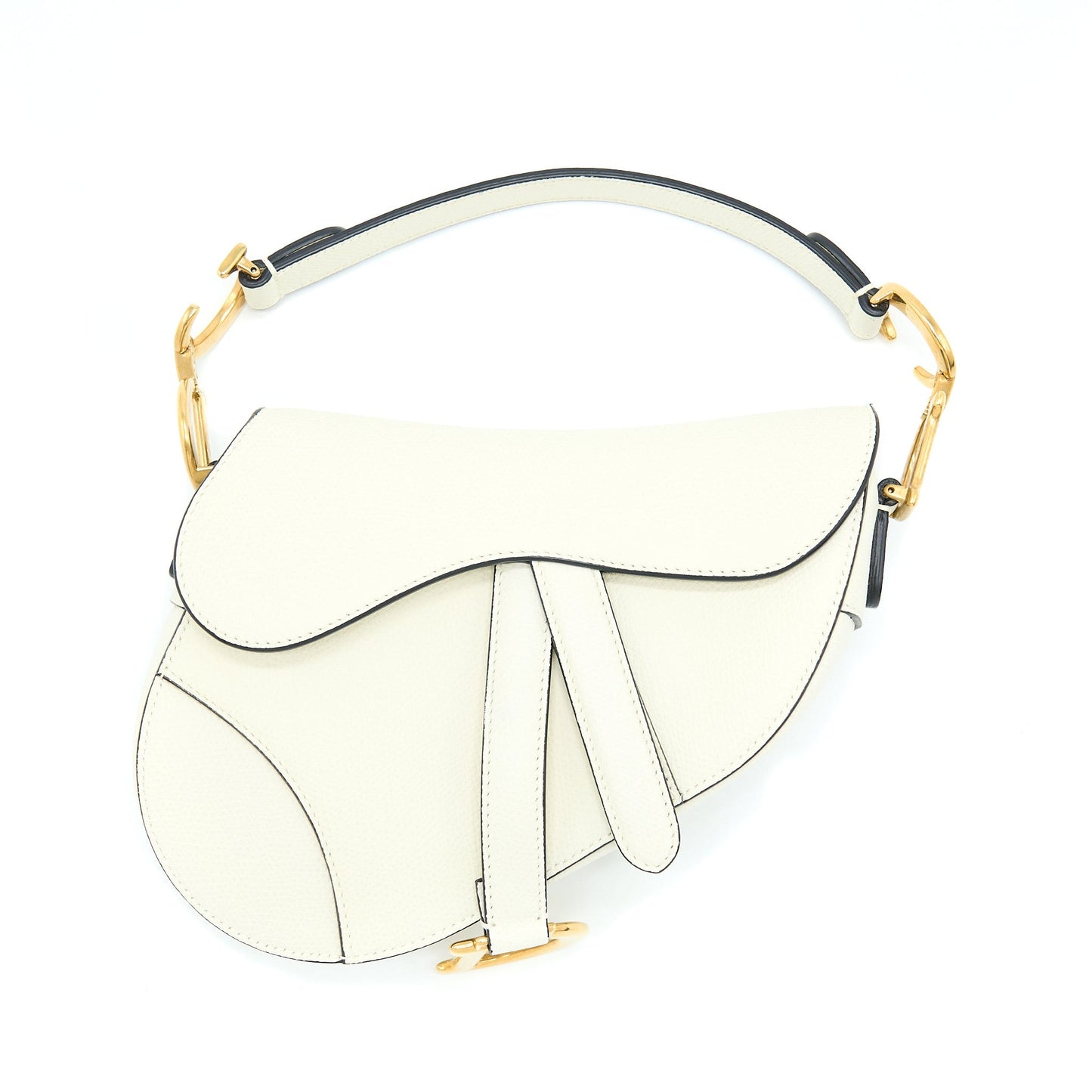 Dior Mini Saddle Purse Grained Calfskin White