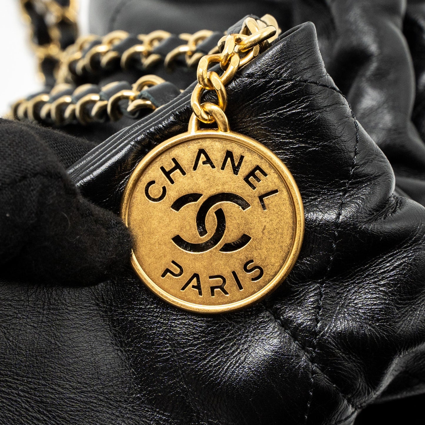 Chanel Large 22 Bag Shiny Calfskin Black  (Microchip)