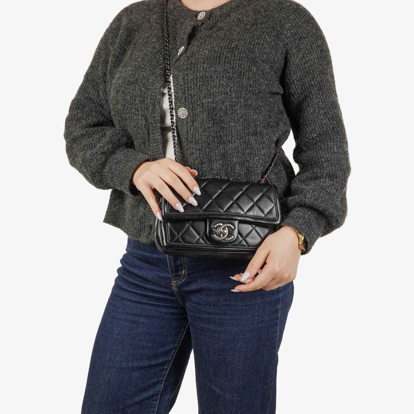 Chanel Single Flap Bag Black Quilted Leather Bag