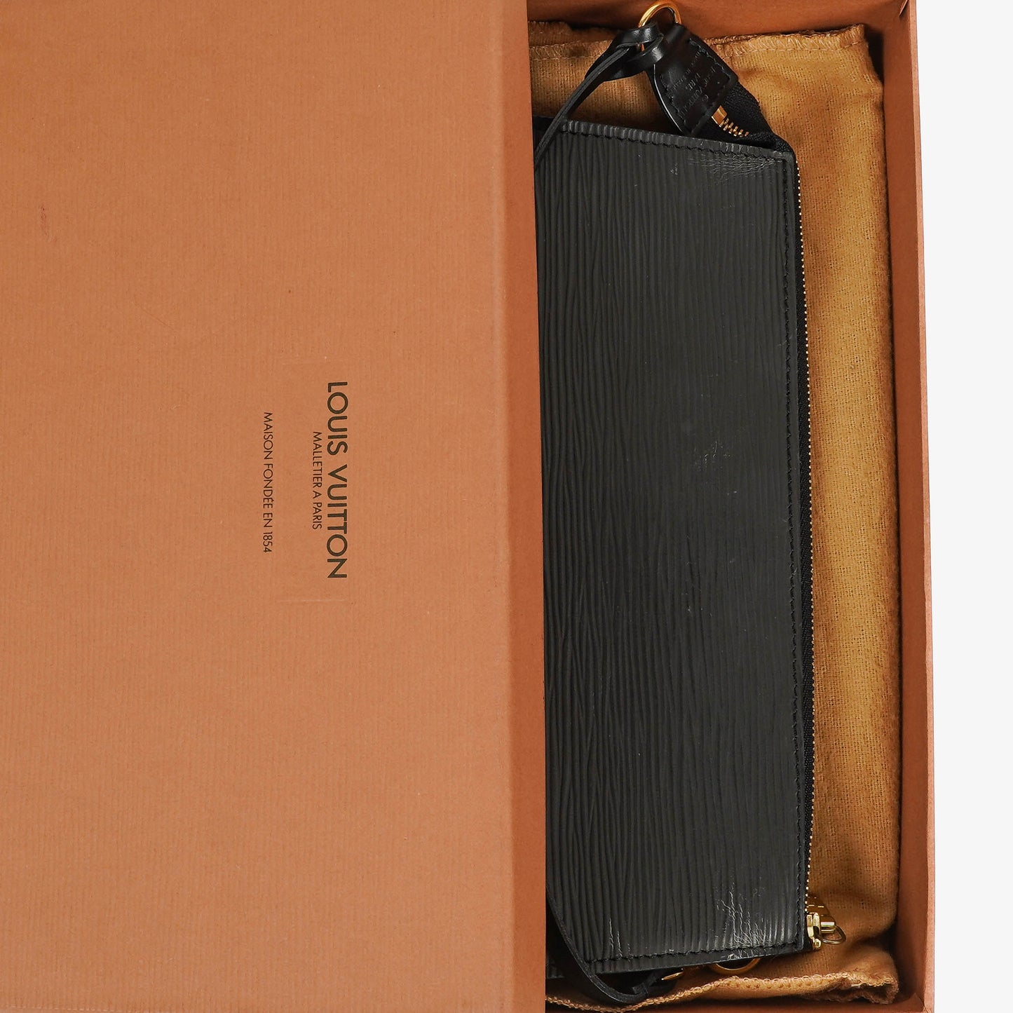 Louis Vuitton Pochette Accessoires Black EPI Leather Clutch Handbag