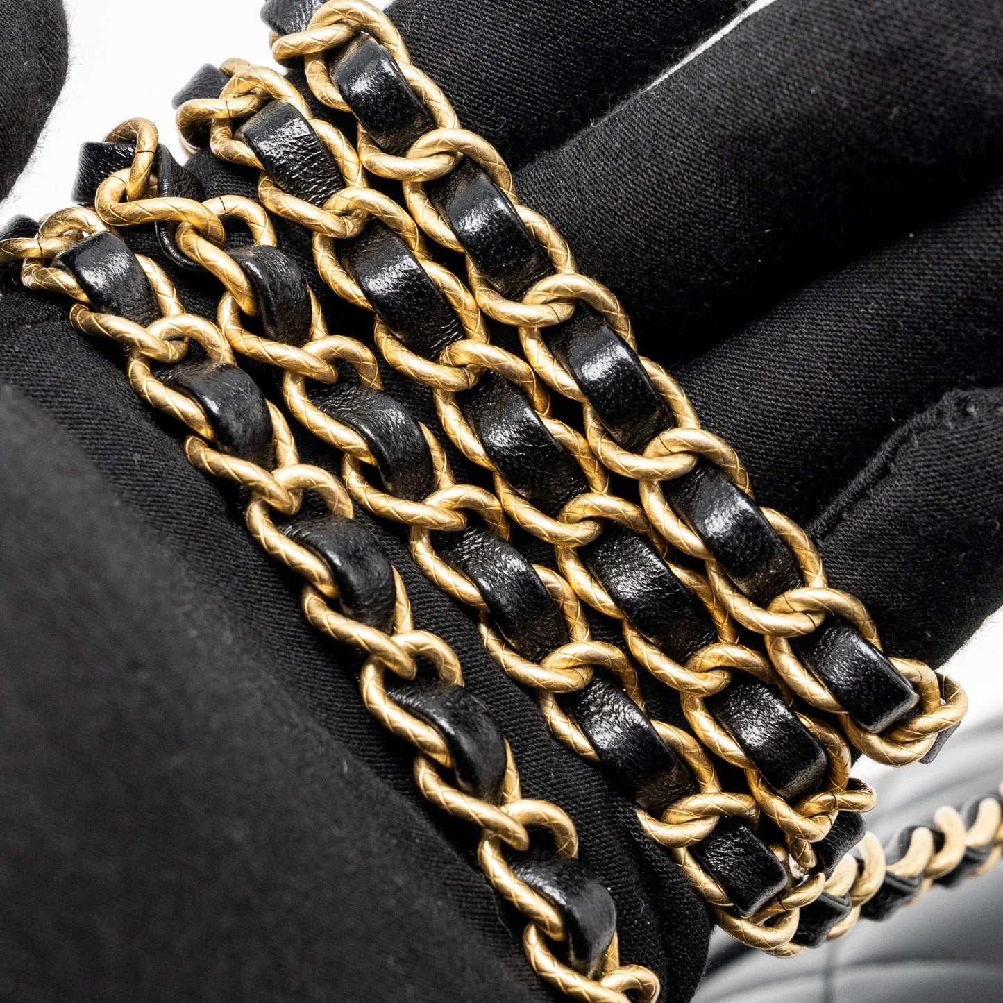 Chanel Quilted flap bag with detailed logo and chain lambskin black  (microchip)