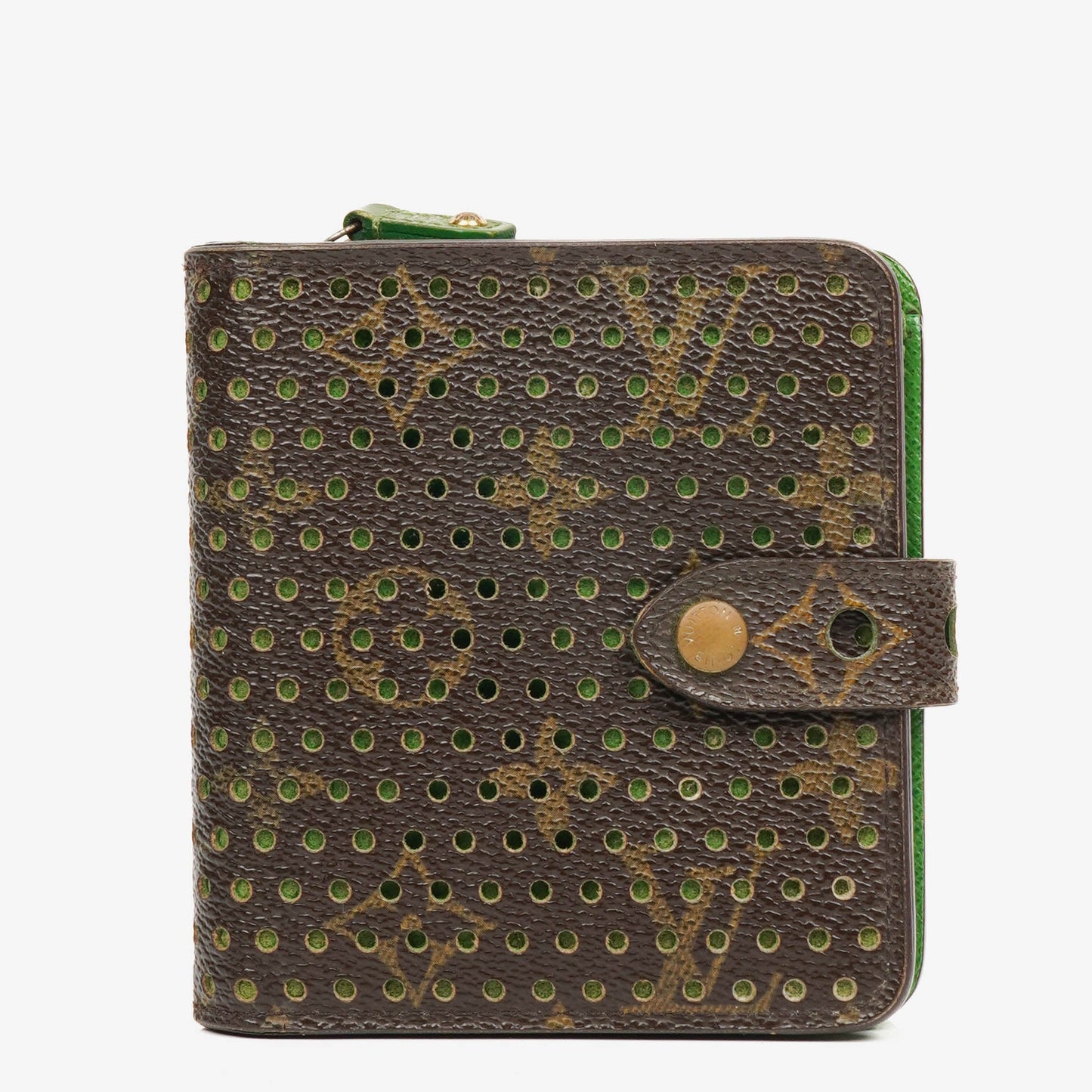 Louis Vuitton Monogram Canvas Perforated Green Compact Zip Wallet