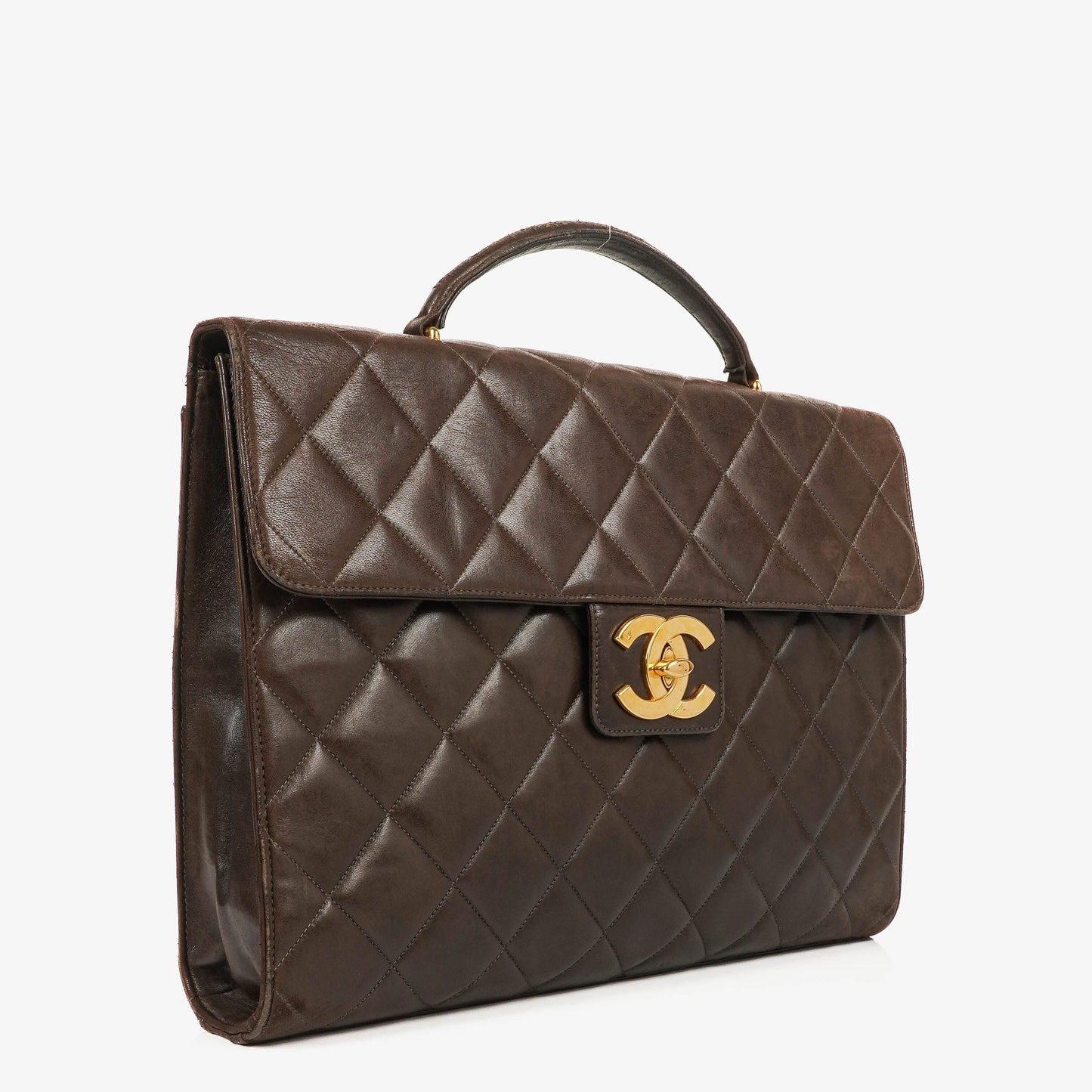 Chanel CC Maxi Logo Dark Brown Briefcase