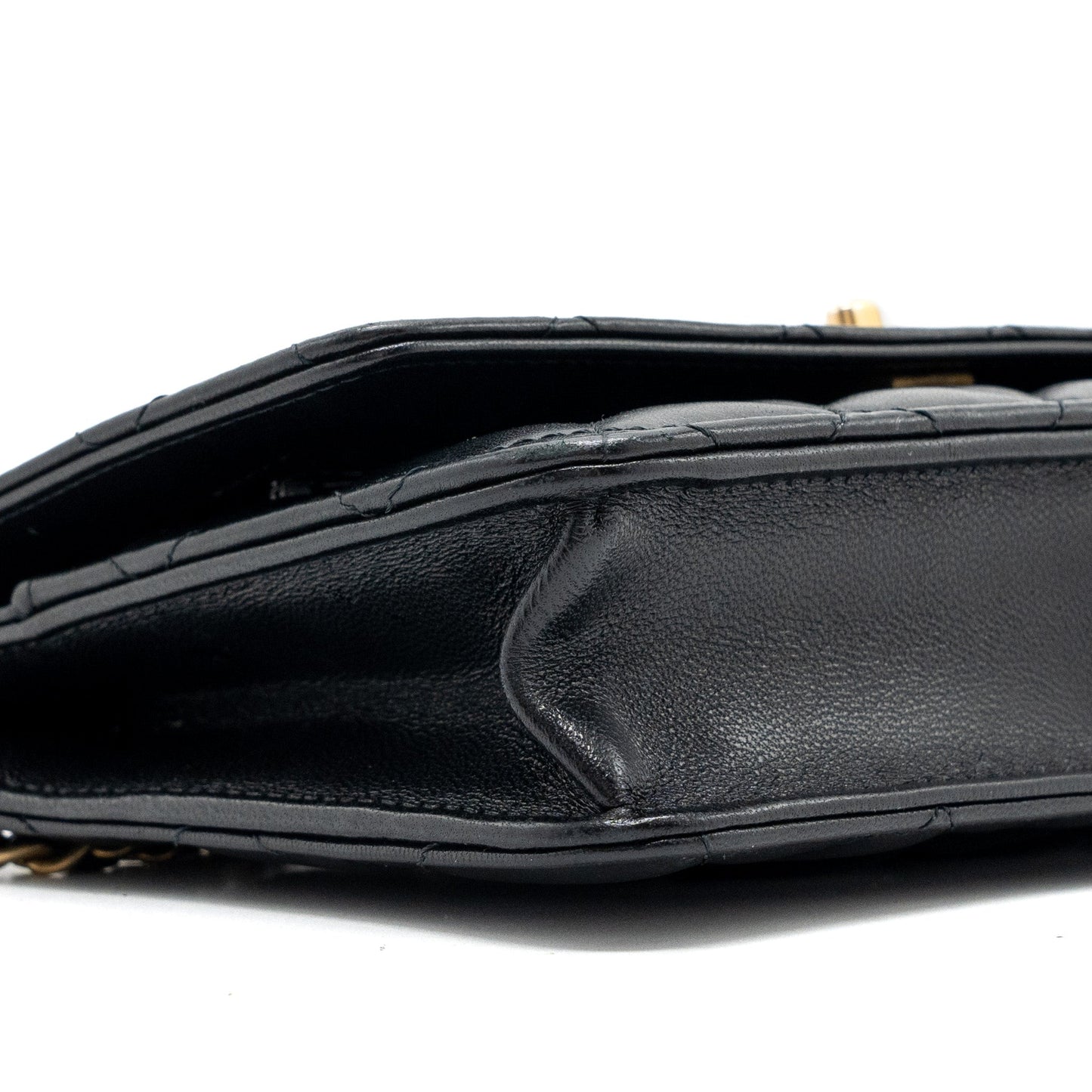 Chanel Pearl Crush Wallet On Chain Lambskin Black